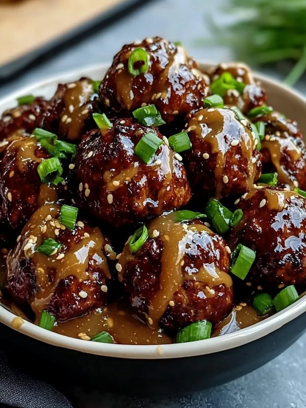 Sticky Hoisin Meatballs with Scallion Sauce: A Flavor Burst 4 Sticky Hoisin Meatballs with Scallion Sauce