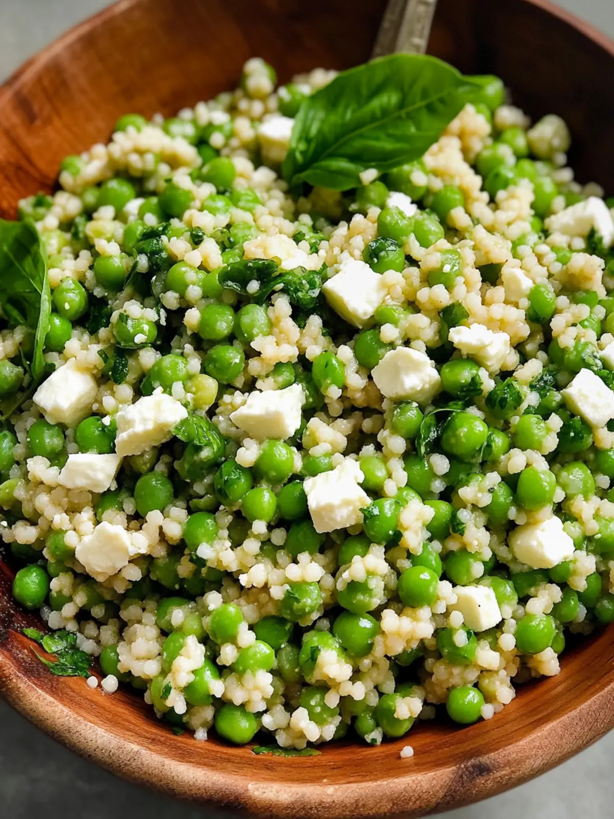Spring Pea Feta Couscous Salad with Basil Vinaigrette Bliss 3 Spring Pea Feta Couscous Salad with Basil Vinaigrette