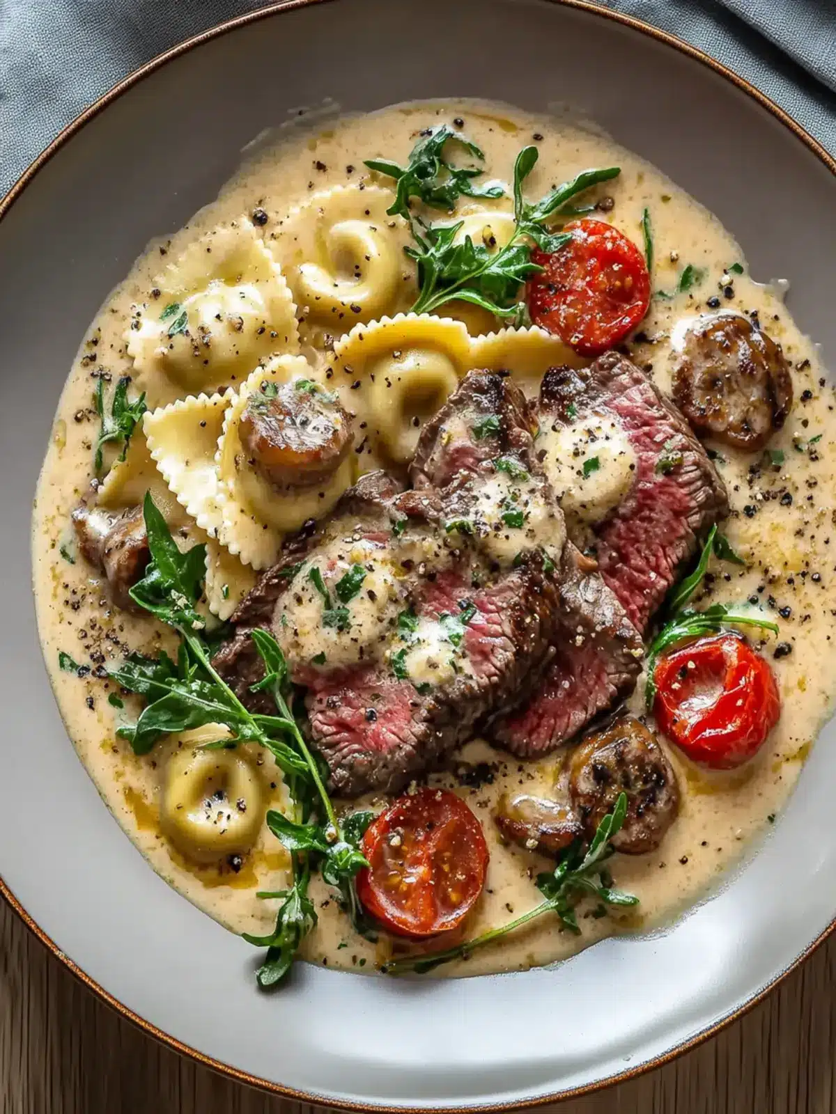 Steak and Ravioli with Creamy Garlic Herb Sauce Made Easy 4 Steak and Ravioli with Creamy Garlic Herb Sauce