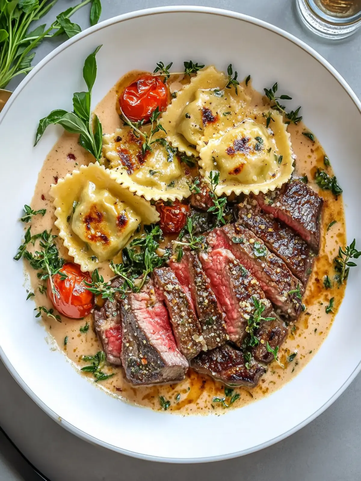 Steak and Ravioli with Creamy Garlic Herb Sauce Made Easy 3 Steak and Ravioli with Creamy Garlic Herb Sauce