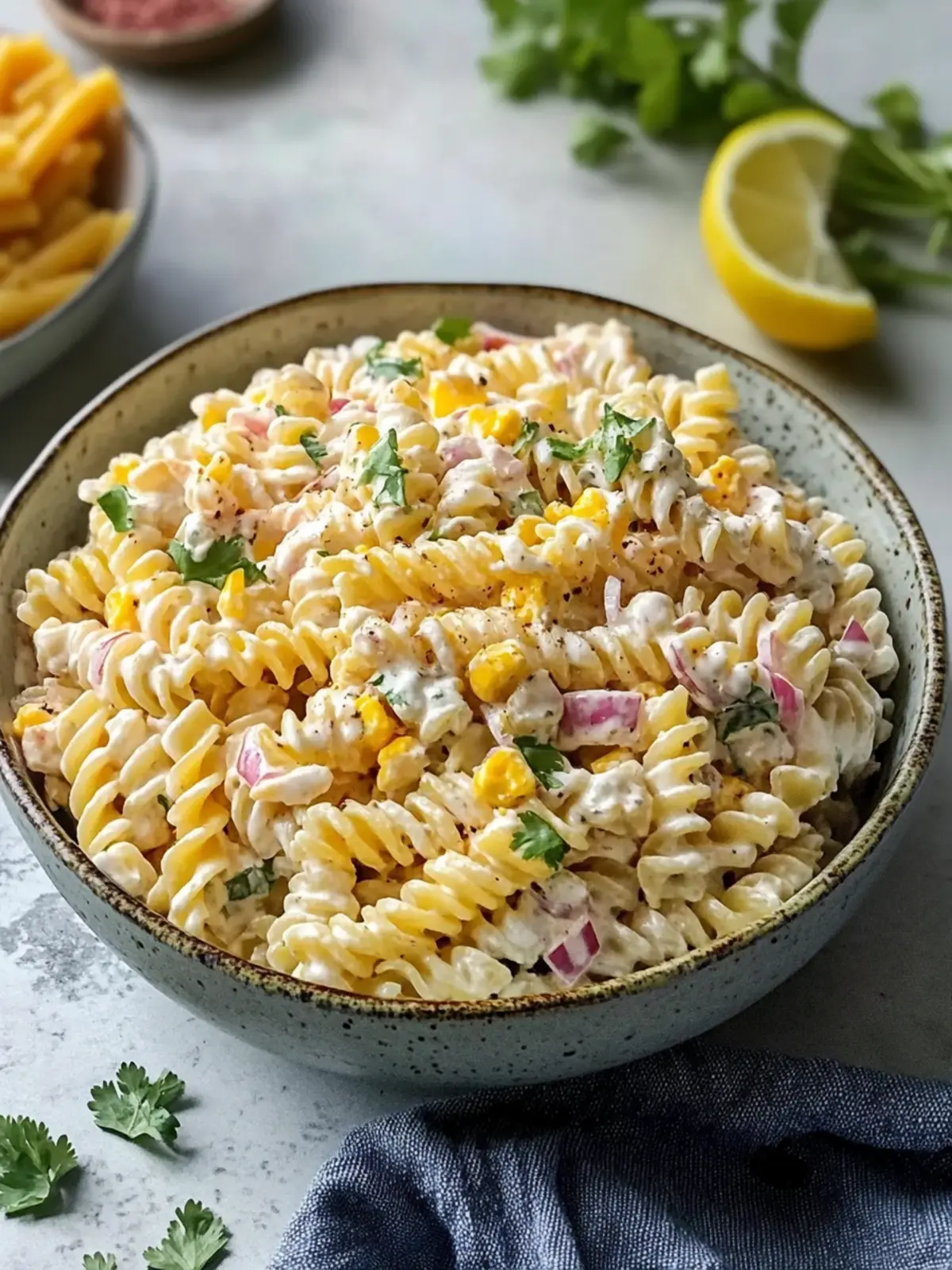 Creamy High Protein Elote Pasta Salad for Summer Fun 2 Creamy High Protein Elote Pasta Salad