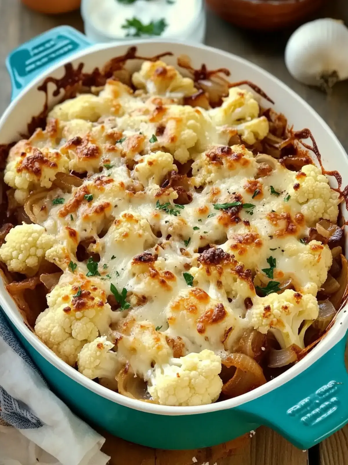 Baked Cauliflower with Gruyère Cheese and Sweet Onions Delight 5 Baked Cauliflower with Gruyère Cheese and Caramelized Onions