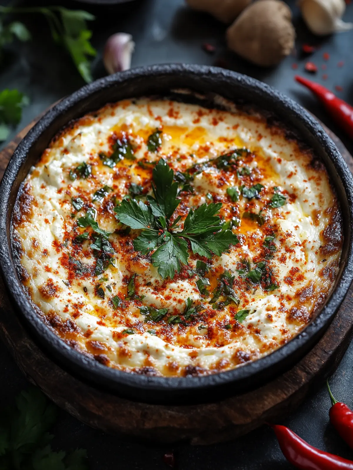 Savory Turkish Spicy Baked Cheese Dip: Melt-in-Your-Mouth Delight 2 Turkish Spicy Baked Cheese Dip (Hot Peynir Ezmesi)