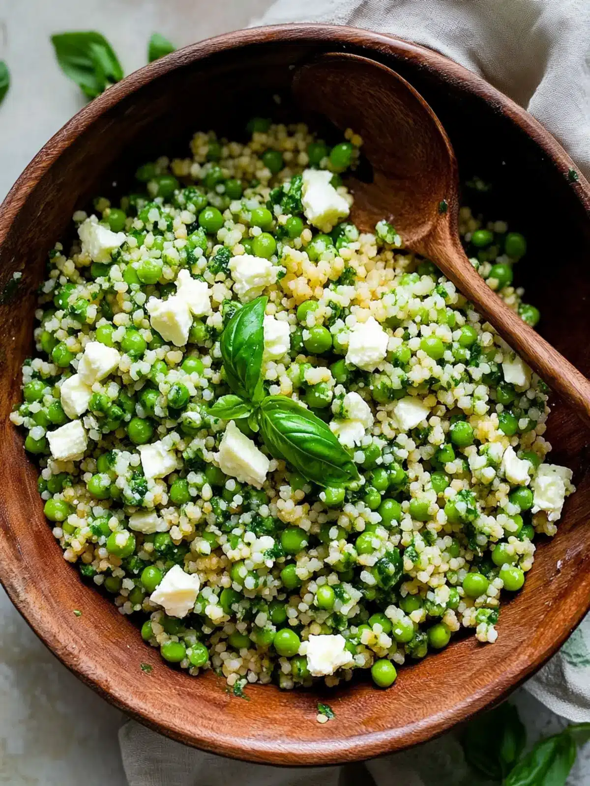 Spring Pea Feta Couscous Salad with Basil Vinaigrette Bliss 4 Spring Pea Feta Couscous Salad with Basil Vinaigrette