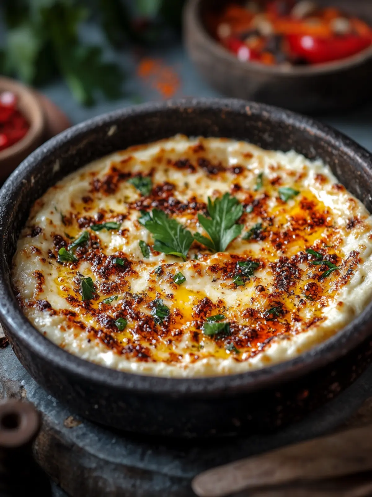 Savory Turkish Spicy Baked Cheese Dip: Melt-in-Your-Mouth Delight 5 Turkish Spicy Baked Cheese Dip (Hot Peynir Ezmesi)