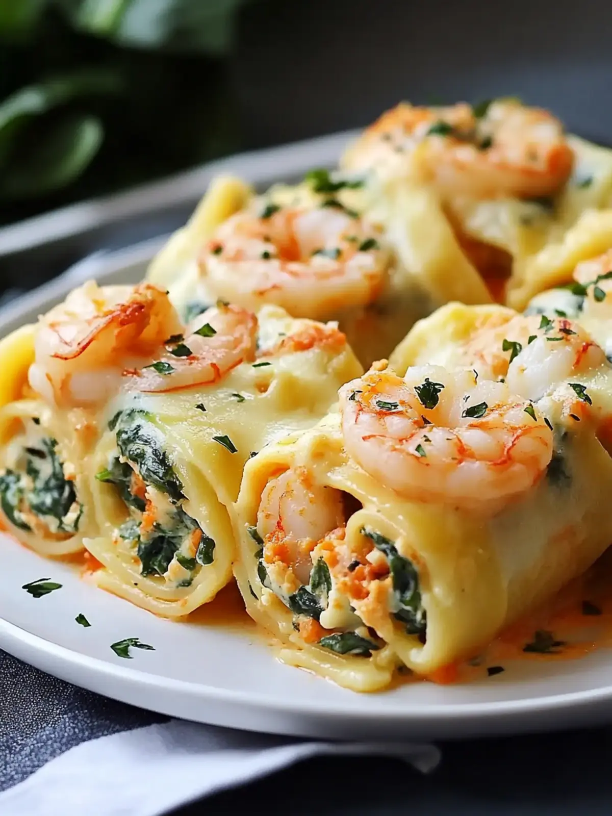 Best Shrimp and Spinach Stuffed Pasta Rolls in Red Pepper Cream 3 Best Shrimp and Spinach Stuffed Pasta Rolls Red Pepper Cream