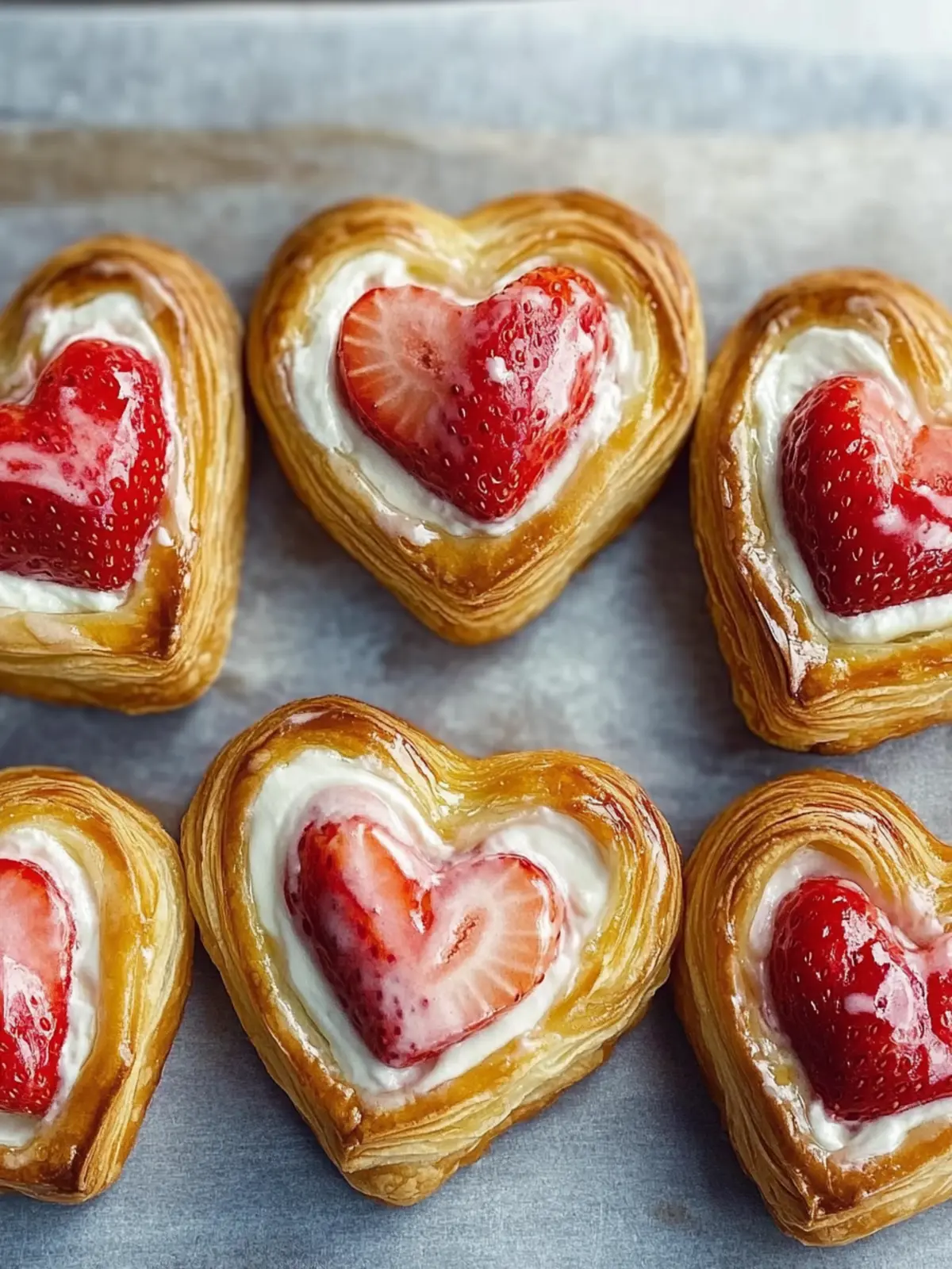 Strawberry Cream Cheese Heart Danishes: A Sweet Surprise! 4 Strawberry Cream Cheese Heart Danishes
