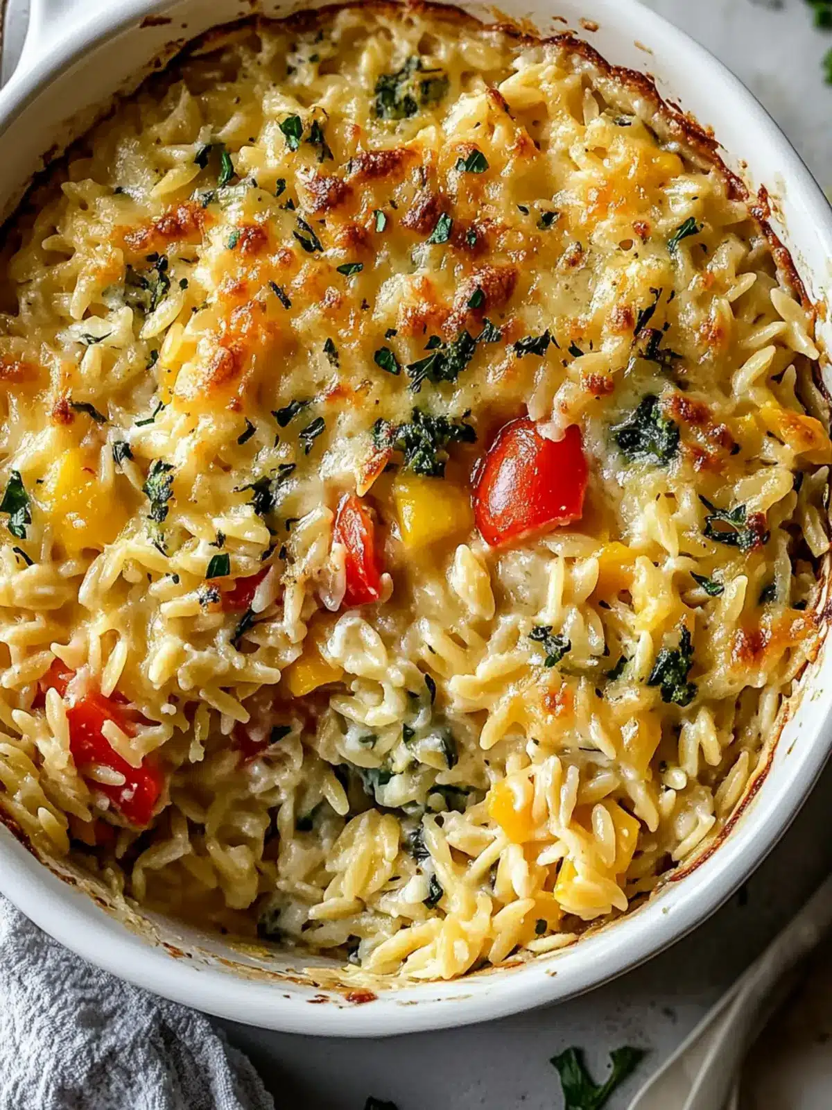 Cheesy Baked Orzo with Vegetables – Comfort in Every Bite 3 Cheesy Baked Orzo with Vegetables