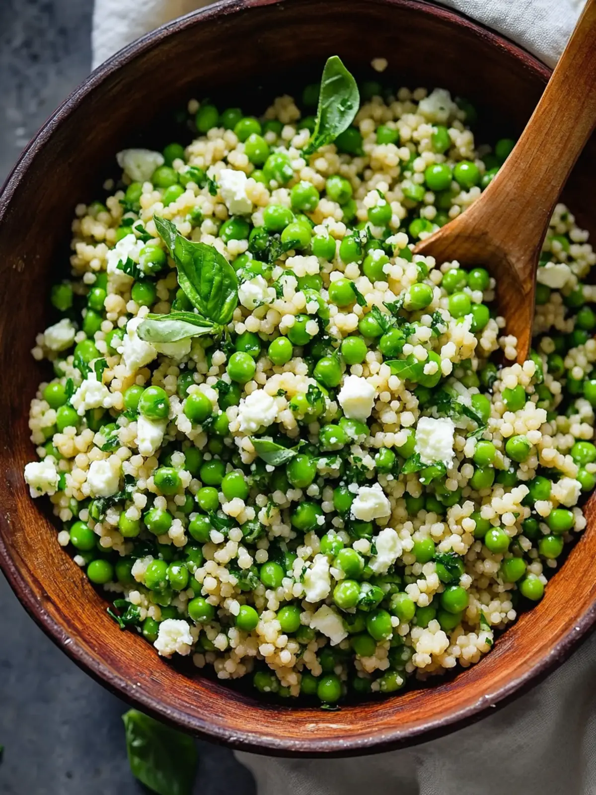 Spring Pea Feta Couscous Salad with Basil Vinaigrette Bliss 2 Spring Pea Feta Couscous Salad with Basil Vinaigrette