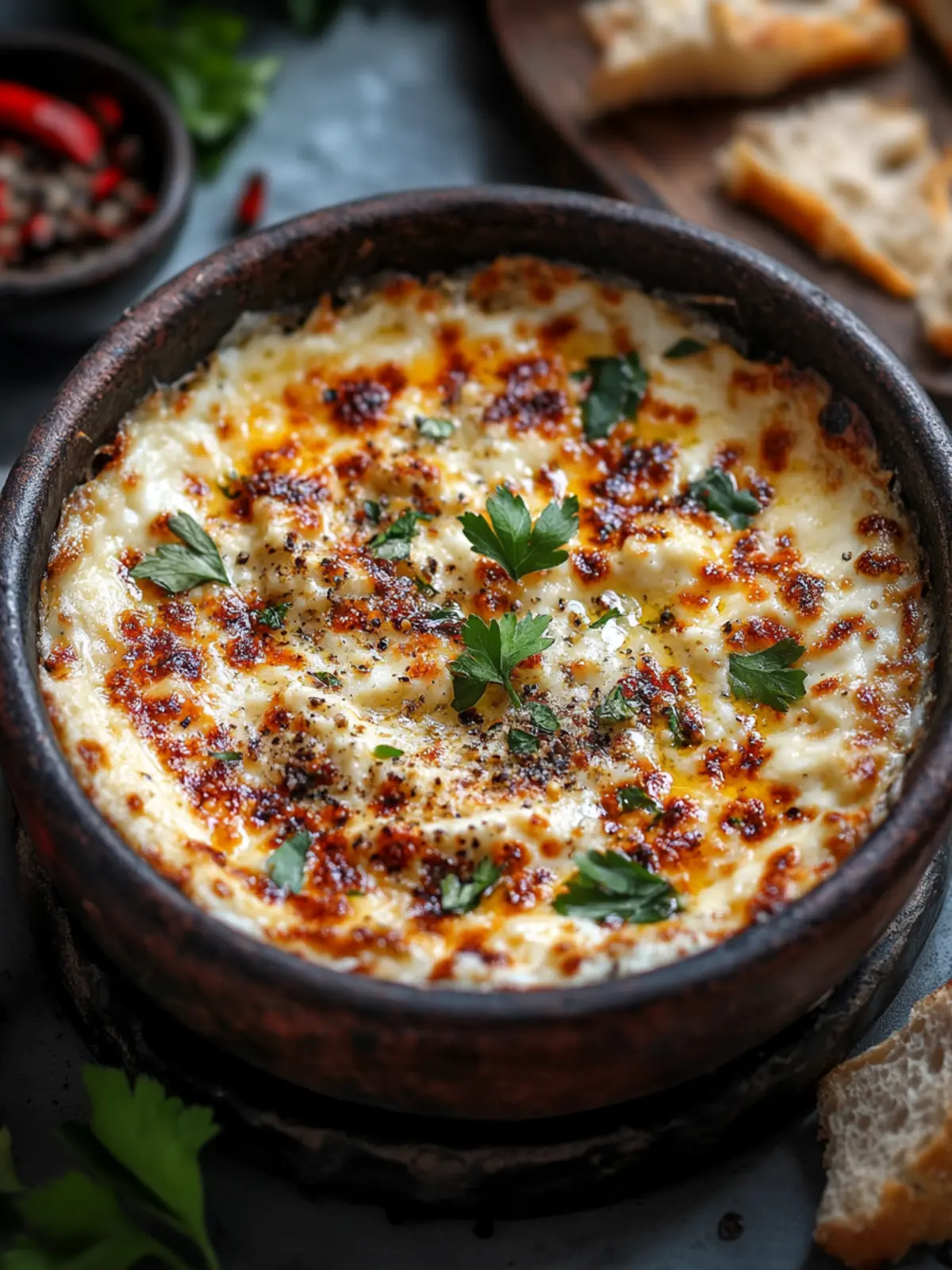 Savory Turkish Spicy Baked Cheese Dip: Melt-in-Your-Mouth Delight 4 Turkish Spicy Baked Cheese Dip (Hot Peynir Ezmesi)