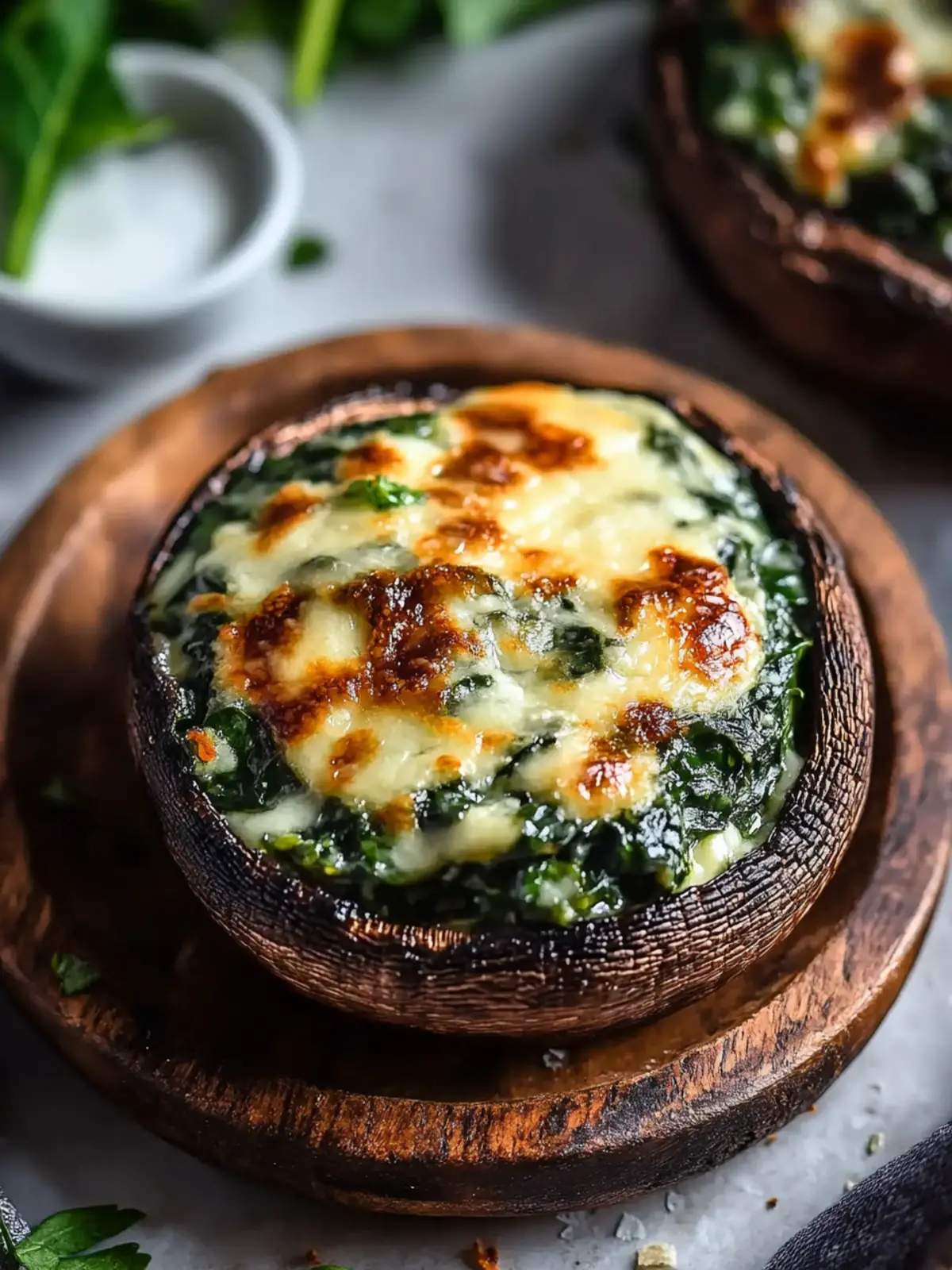 Delicious Spinach and Cheese Stuffed Portobello Mushroom Bites 5 Spinach and Cheese Stuffed Portobello Mushroom