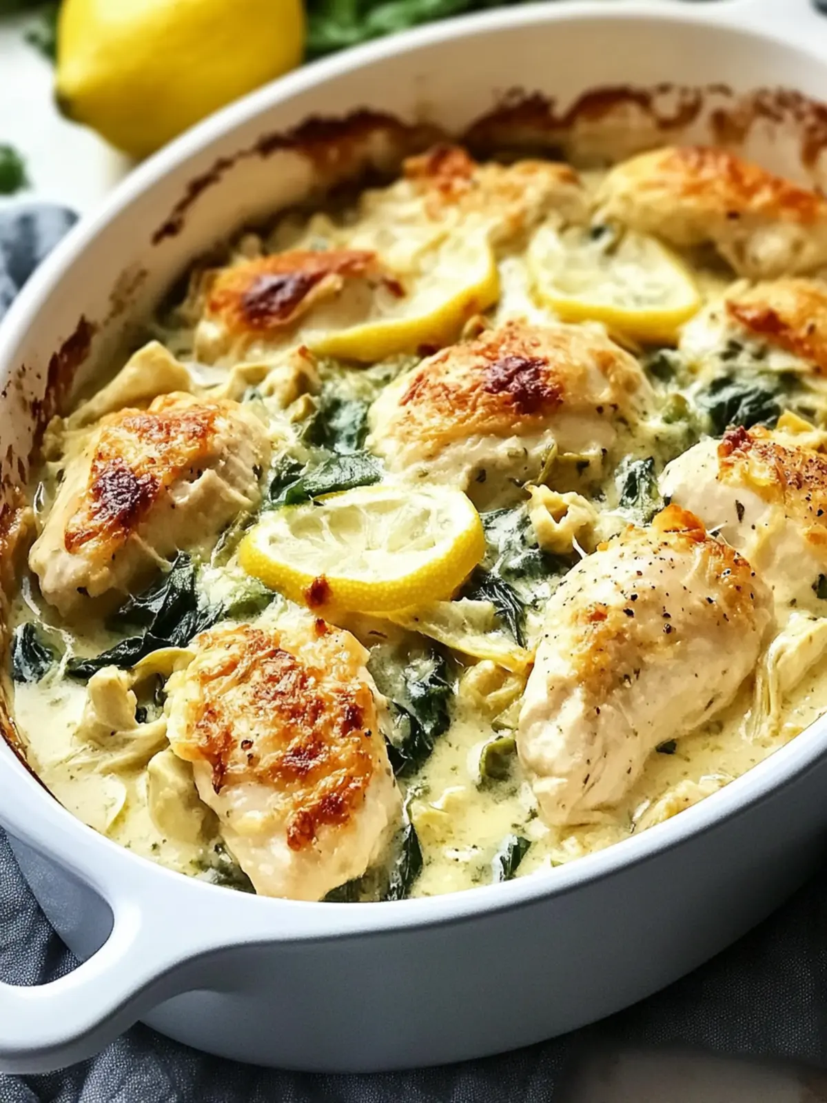 Creamy Lemon Spinach Artichoke Chicken Bake You’ll Love