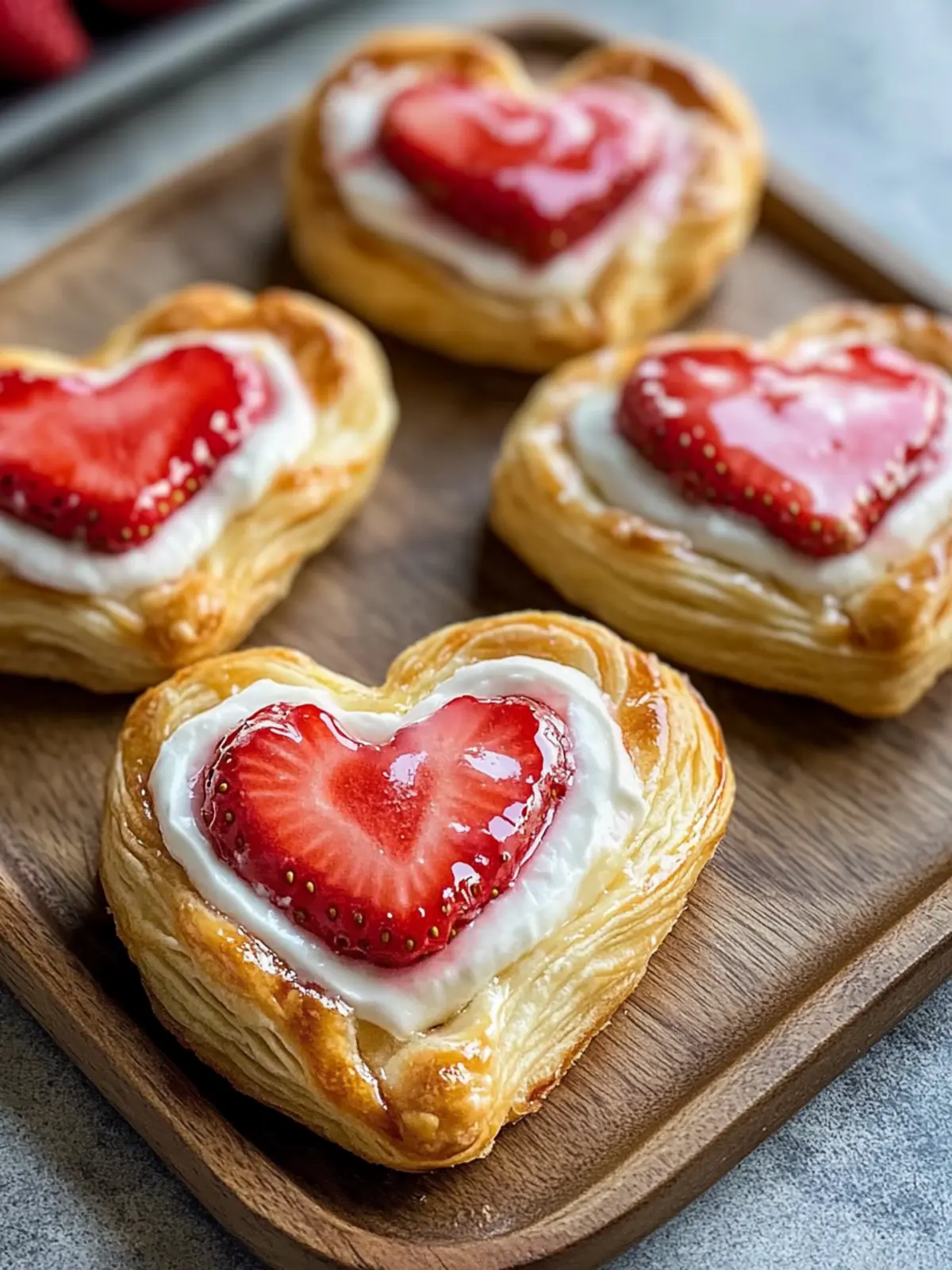 Strawberry Cream Cheese Heart Danishes: A Sweet Surprise! 3 Strawberry Cream Cheese Heart Danishes