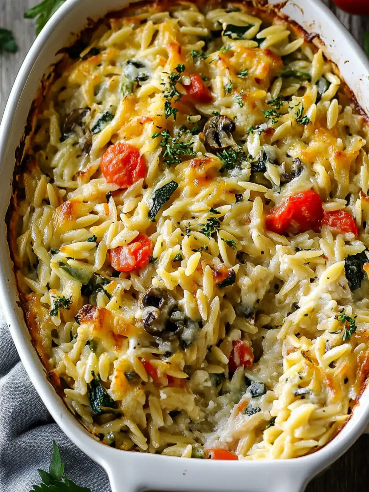 Cheesy Baked Orzo with Vegetables – Comfort in Every Bite 4 Cheesy Baked Orzo with Vegetables