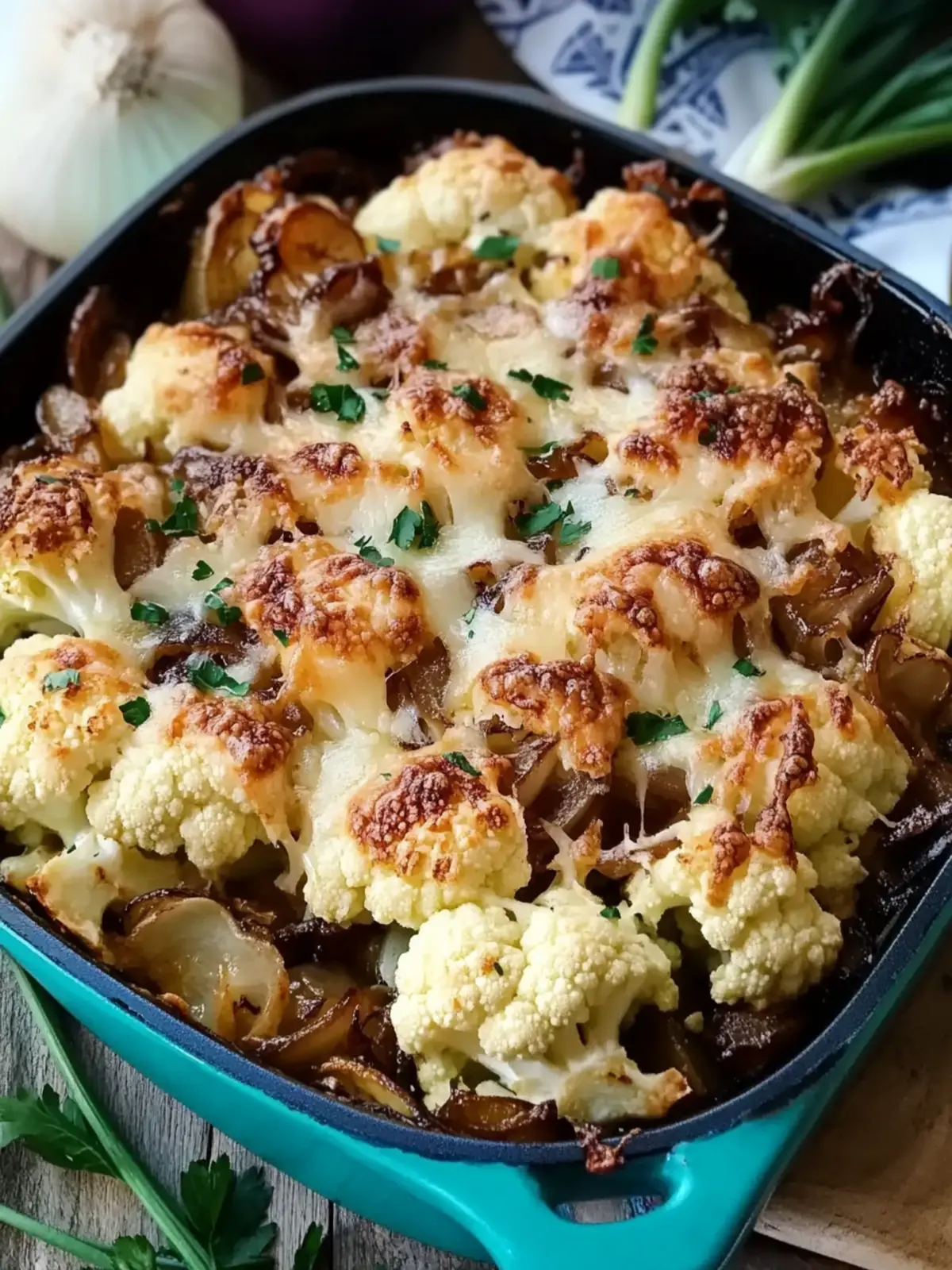 Baked Cauliflower with Gruyère Cheese and Sweet Onions Delight 3 Baked Cauliflower with Gruyère Cheese and Caramelized Onions