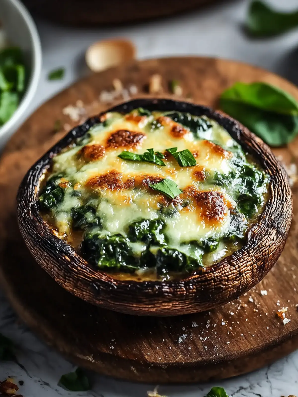 Delicious Spinach and Cheese Stuffed Portobello Mushroom Bites 2 Spinach and Cheese Stuffed Portobello Mushroom