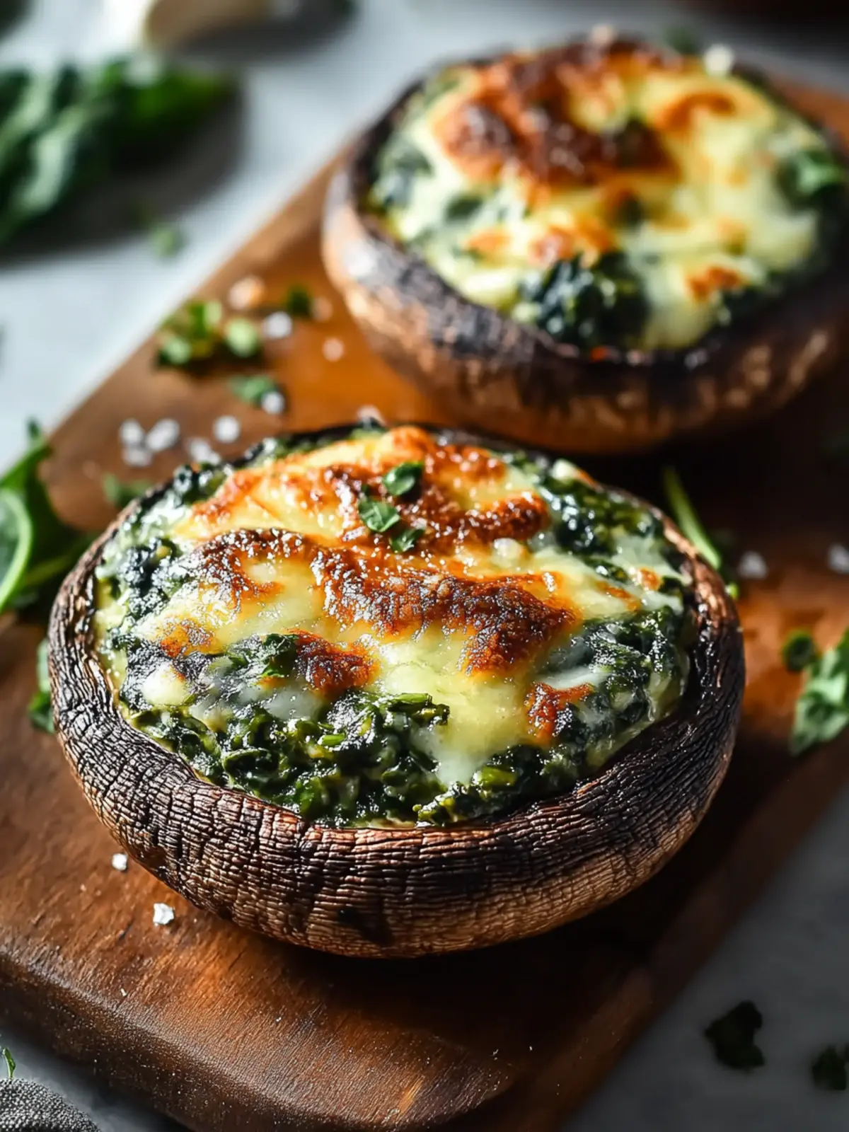 Delicious Spinach and Cheese Stuffed Portobello Mushroom Bites 3 Spinach and Cheese Stuffed Portobello Mushroom