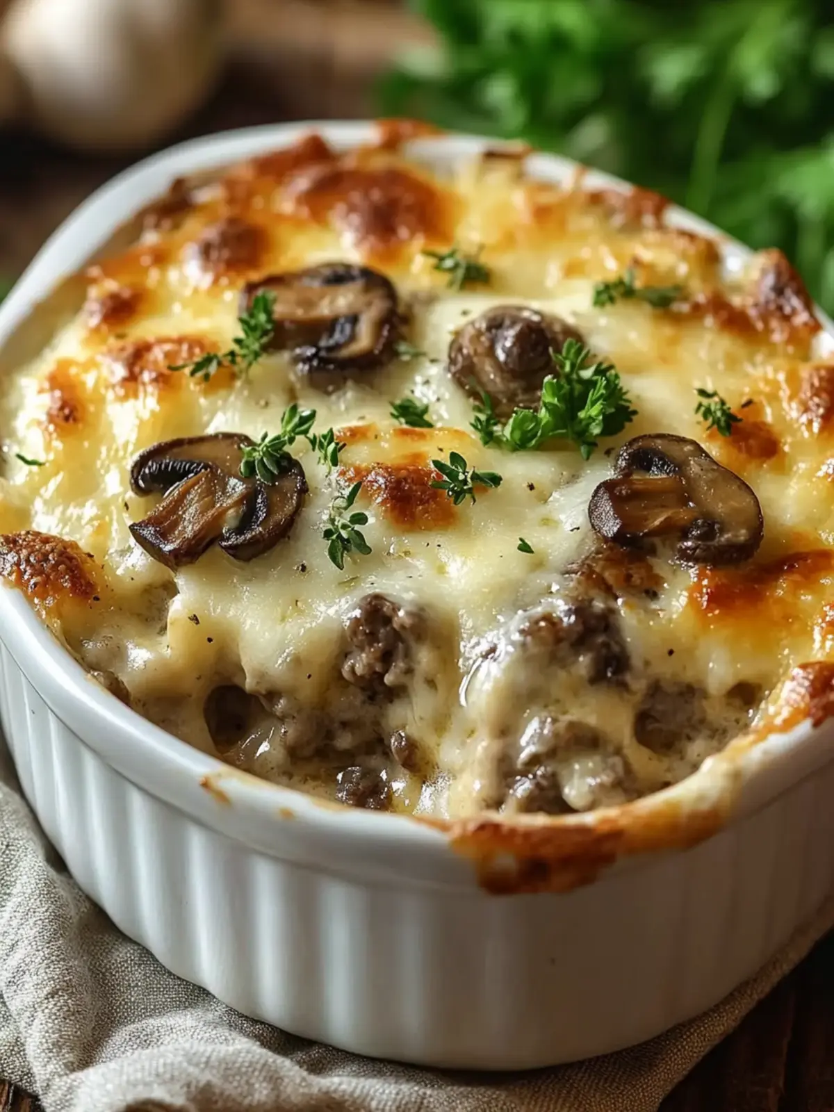 Mushroom and Swiss Burger Casserole is a Must-Try Comfort Dish 5 Mushroom and Swiss Burger Casserole is a must-try dish!