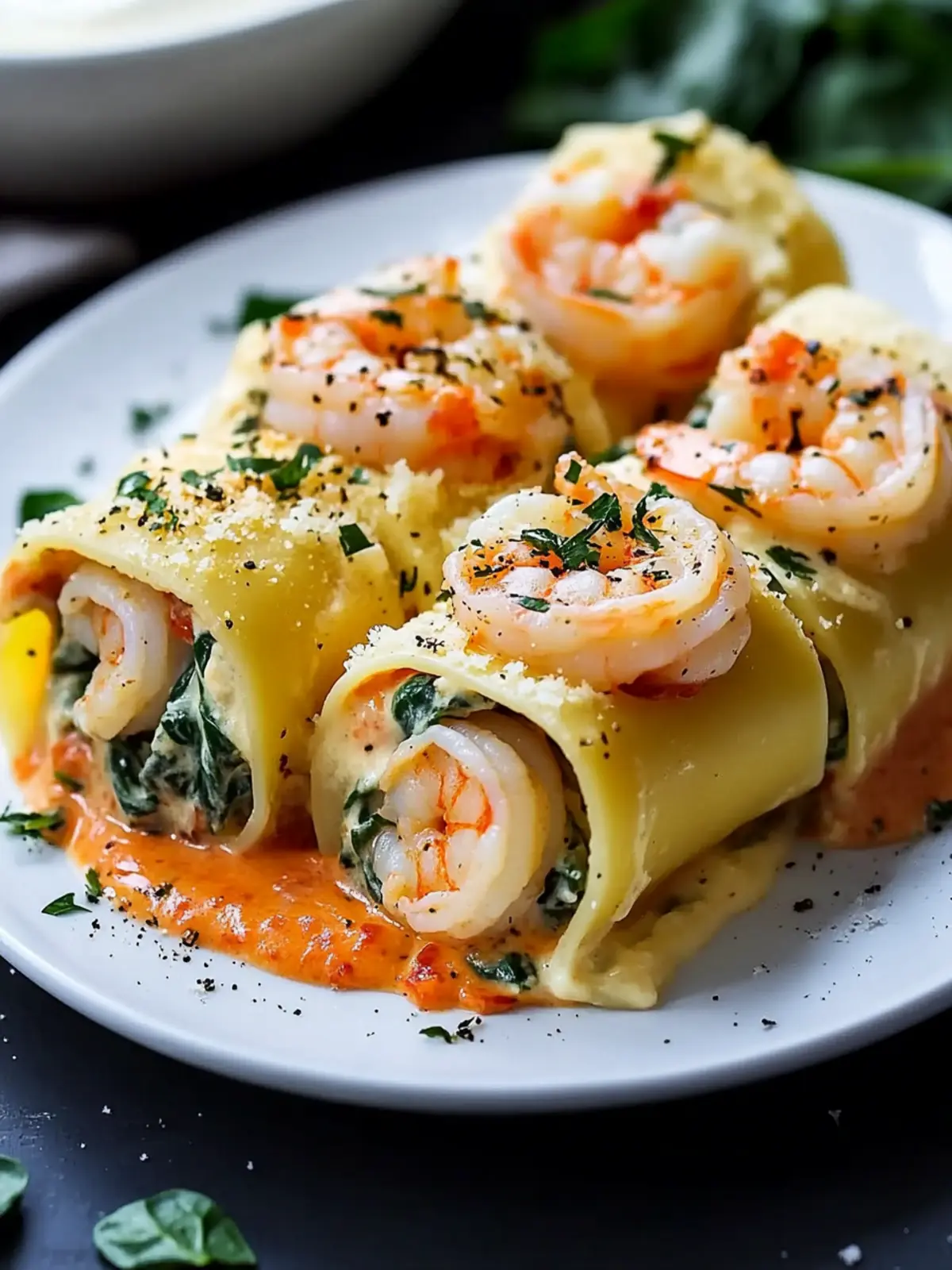 Best Shrimp and Spinach Stuffed Pasta Rolls in Red Pepper Cream 5 Best Shrimp and Spinach Stuffed Pasta Rolls Red Pepper Cream