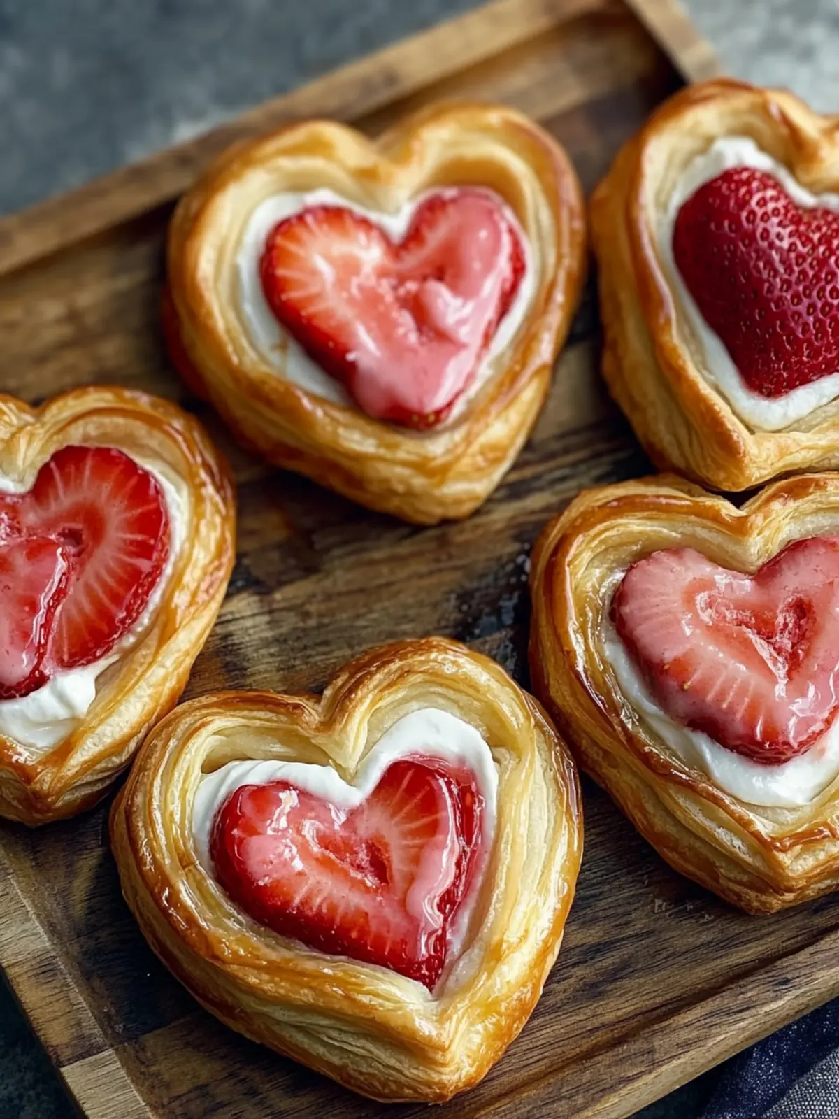 Strawberry Cream Cheese Heart Danishes: A Sweet Surprise! 2 Strawberry Cream Cheese Heart Danishes
