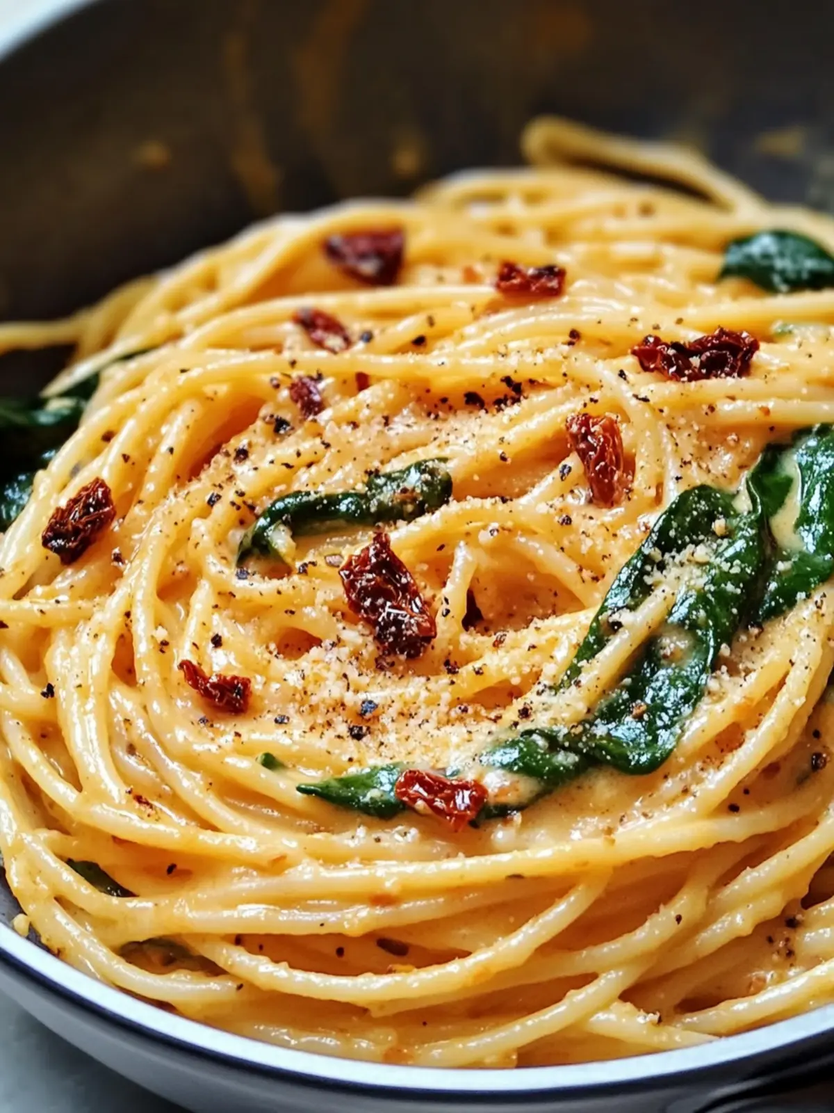 Creamy Spaghetti & Spinach with Sun-Dried Tomato Bliss 5 Spaghetti & Spinach with Sun-Dried Tomato Cream Sauce: An Incredible Ultimate Recipe