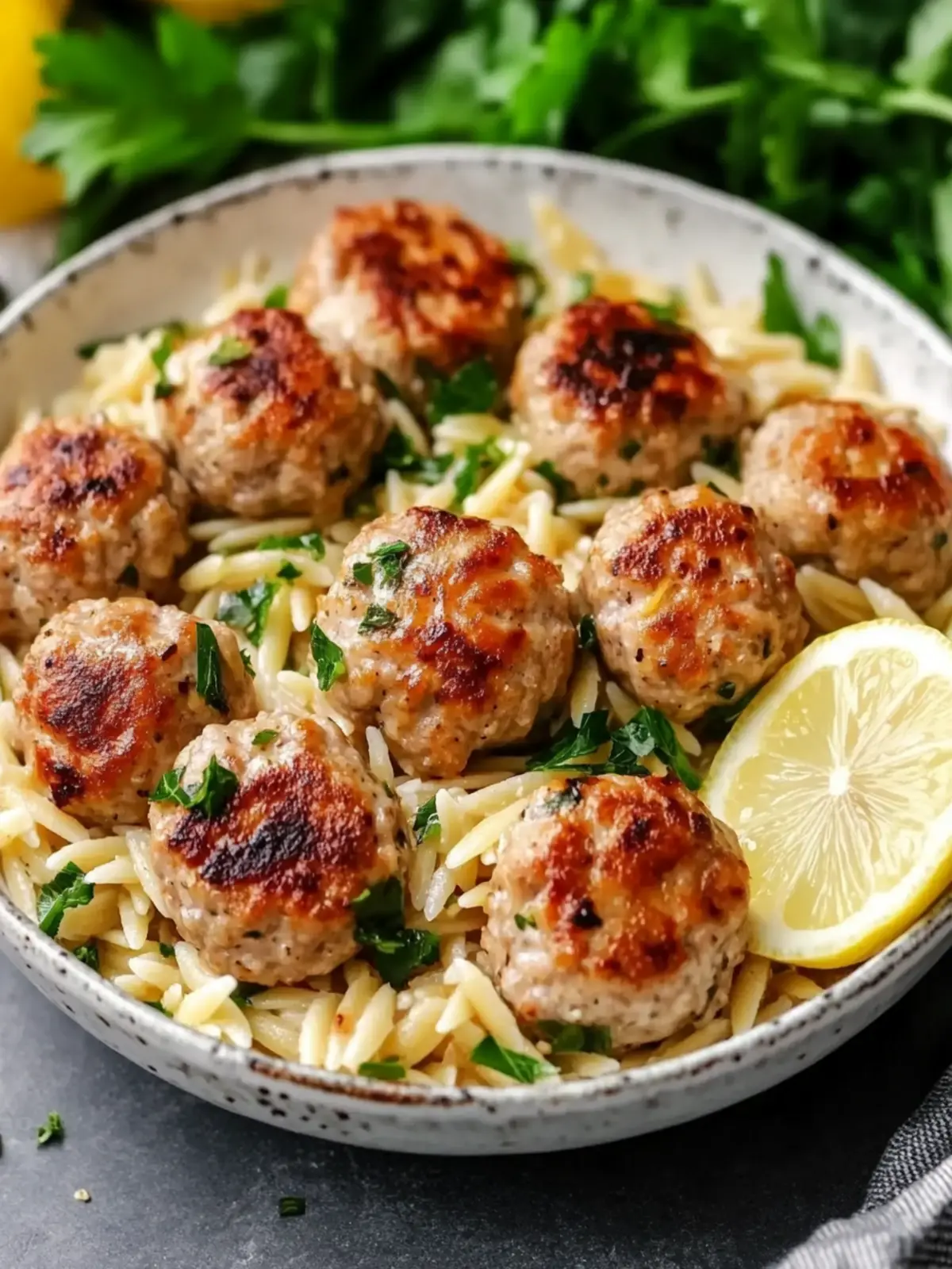 Greek Chicken Meatballs with Lemon Orzo: 7 Bold & Zesty Flavors 3 Greek Chicken Meatballs with Lemon Orzo : 7 Bright & Bold Flavors