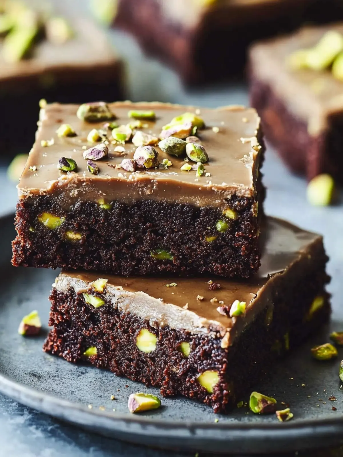 Decadent Pistachio Brownies with Irresistible Ganache Delight 3 Pistachio Brownies with Pistachio Ganache
