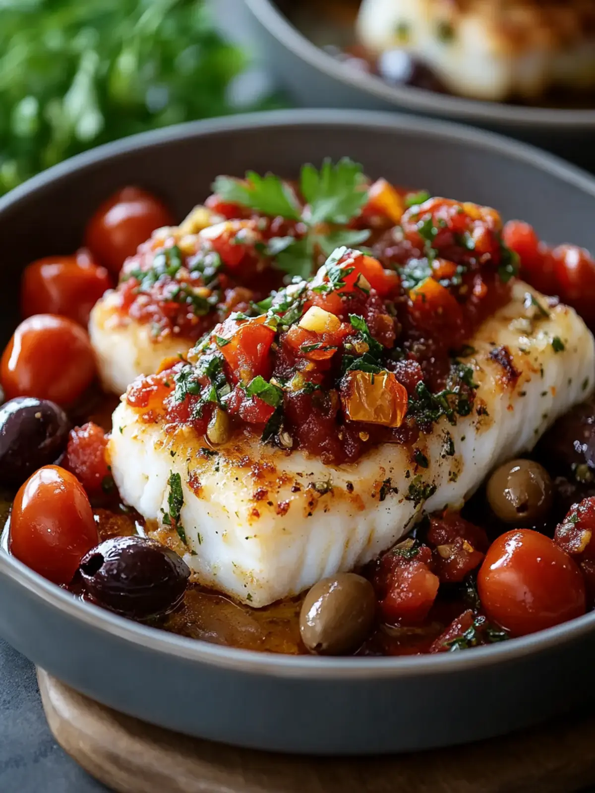 Mediterranean Baked Cod with Tomato & Olive Relish – Easy 30 Minute Dinner Full of Fresh Mediterranean Flavors