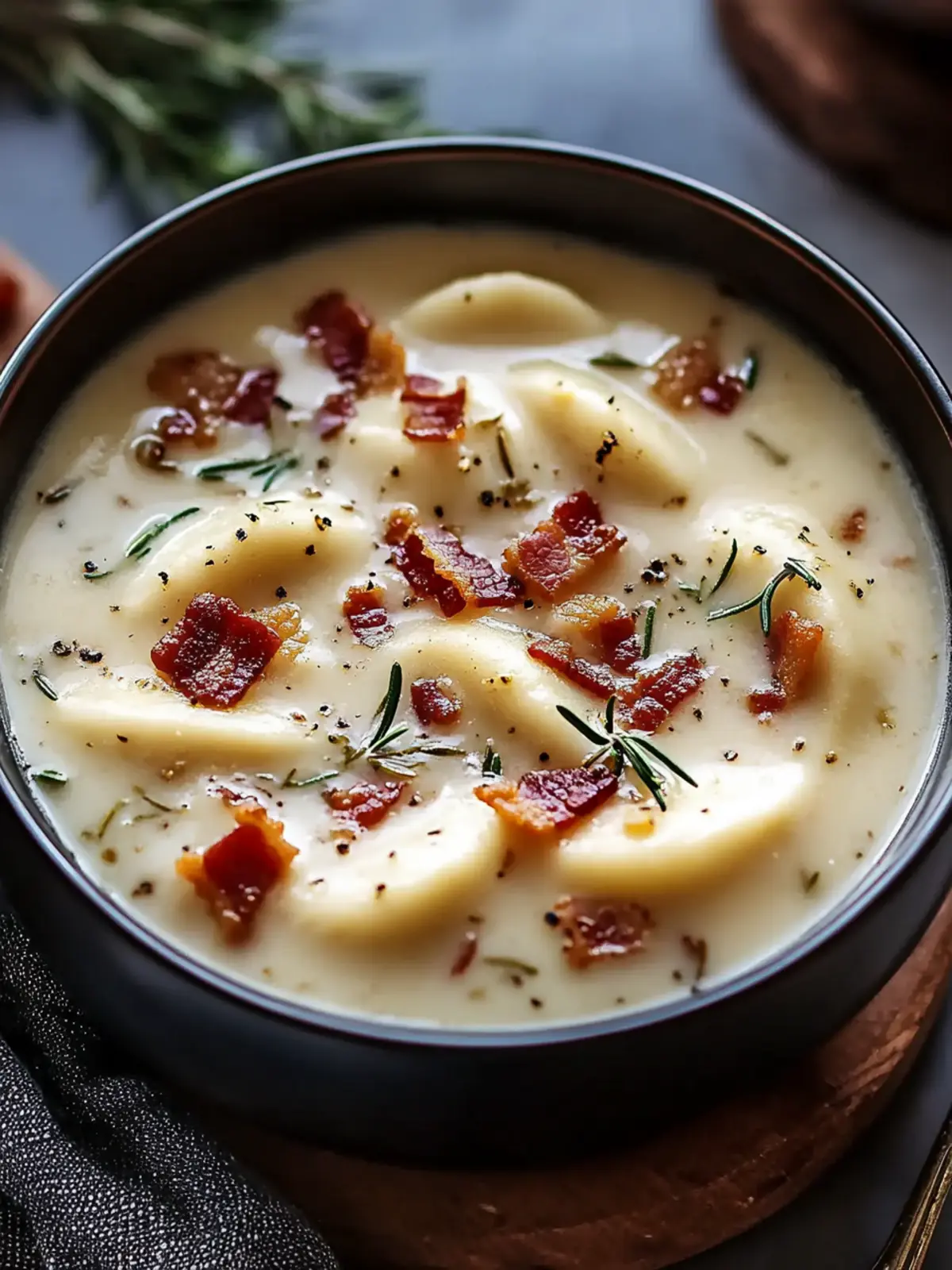 Comforting Creamy Pierogi Chicken Soup with Rosemary Bacon Bliss 5 Comforting Creamy Pierogi Chicken Soup with Rosemary Bacon Bliss