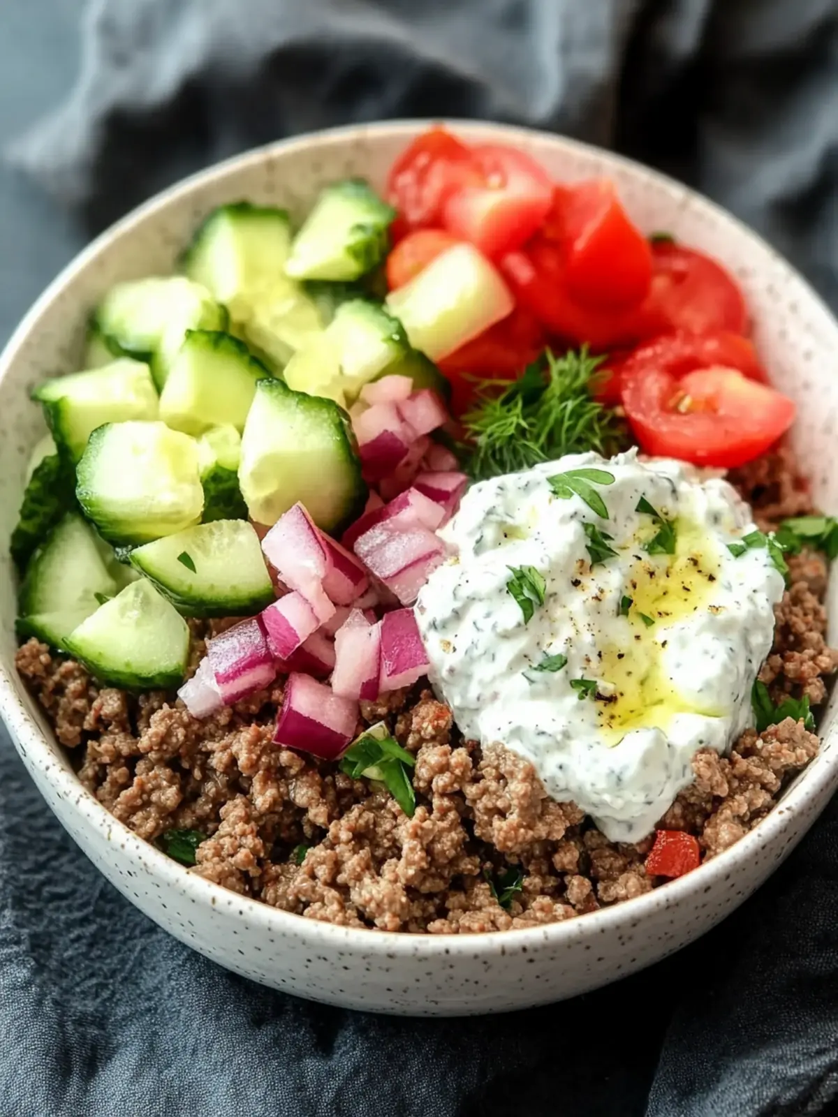 Greek Ground Beef Bowl with Tzatziki Recipe – Simple & Delicious! 3 Greek Ground Beef Bowl with Tzatziki Recipe