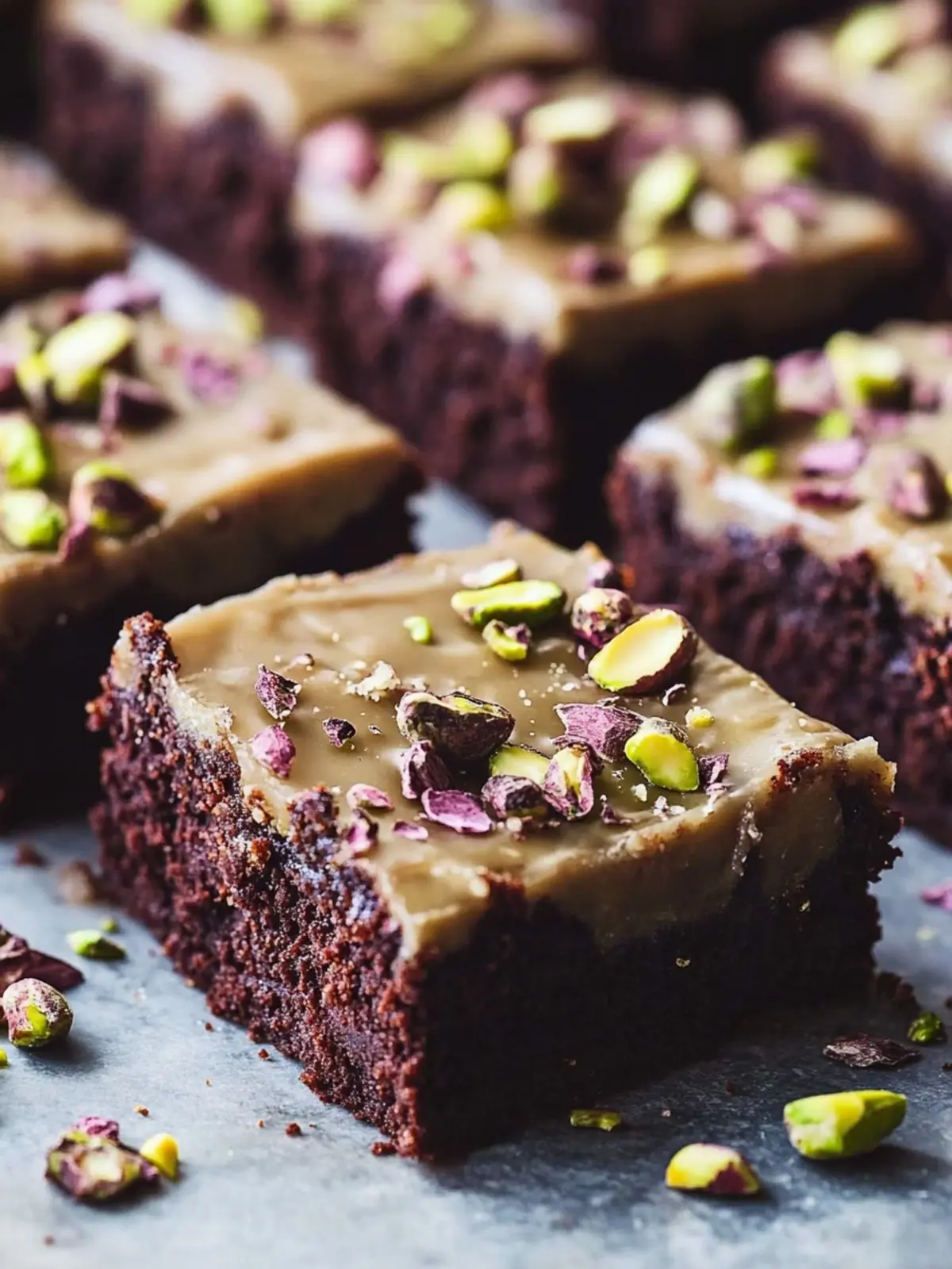 Pistachio Brownies with Pistachio Ganache