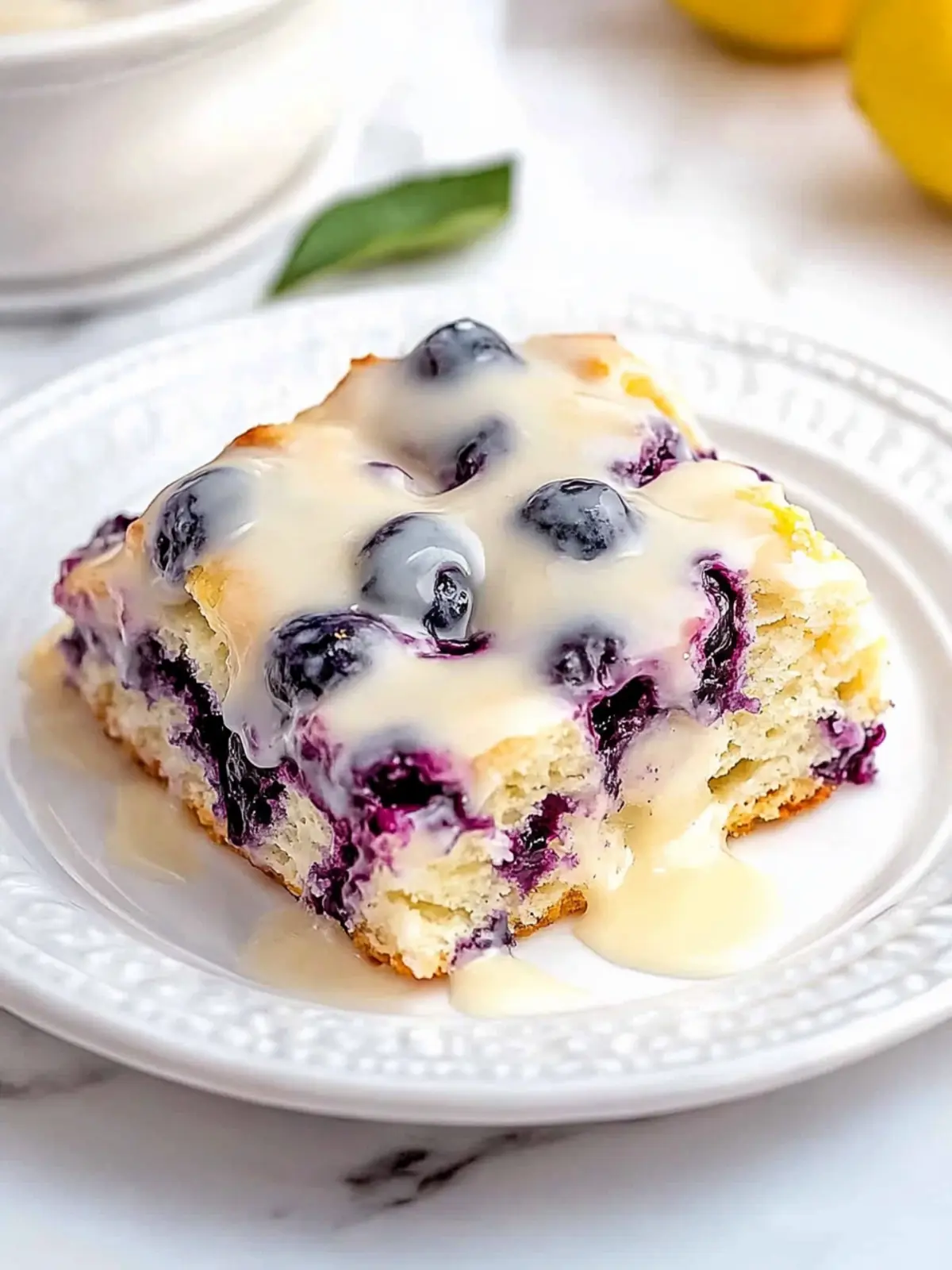 Blueberry Butter Swim Biscuits with Lemon Glaze