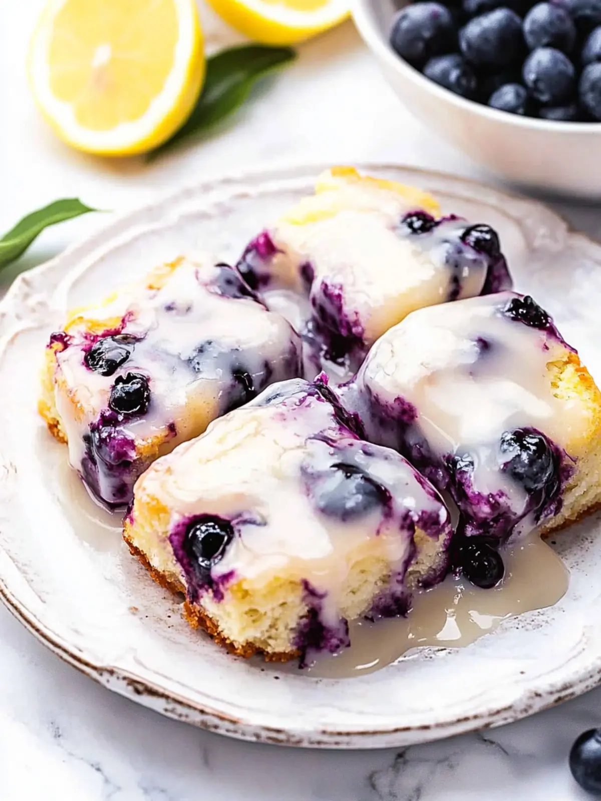 Indulge in Blueberry Butter Swim Biscuits with Lemon Glaze 3 Blueberry Butter Swim Biscuits with Lemon Glaze