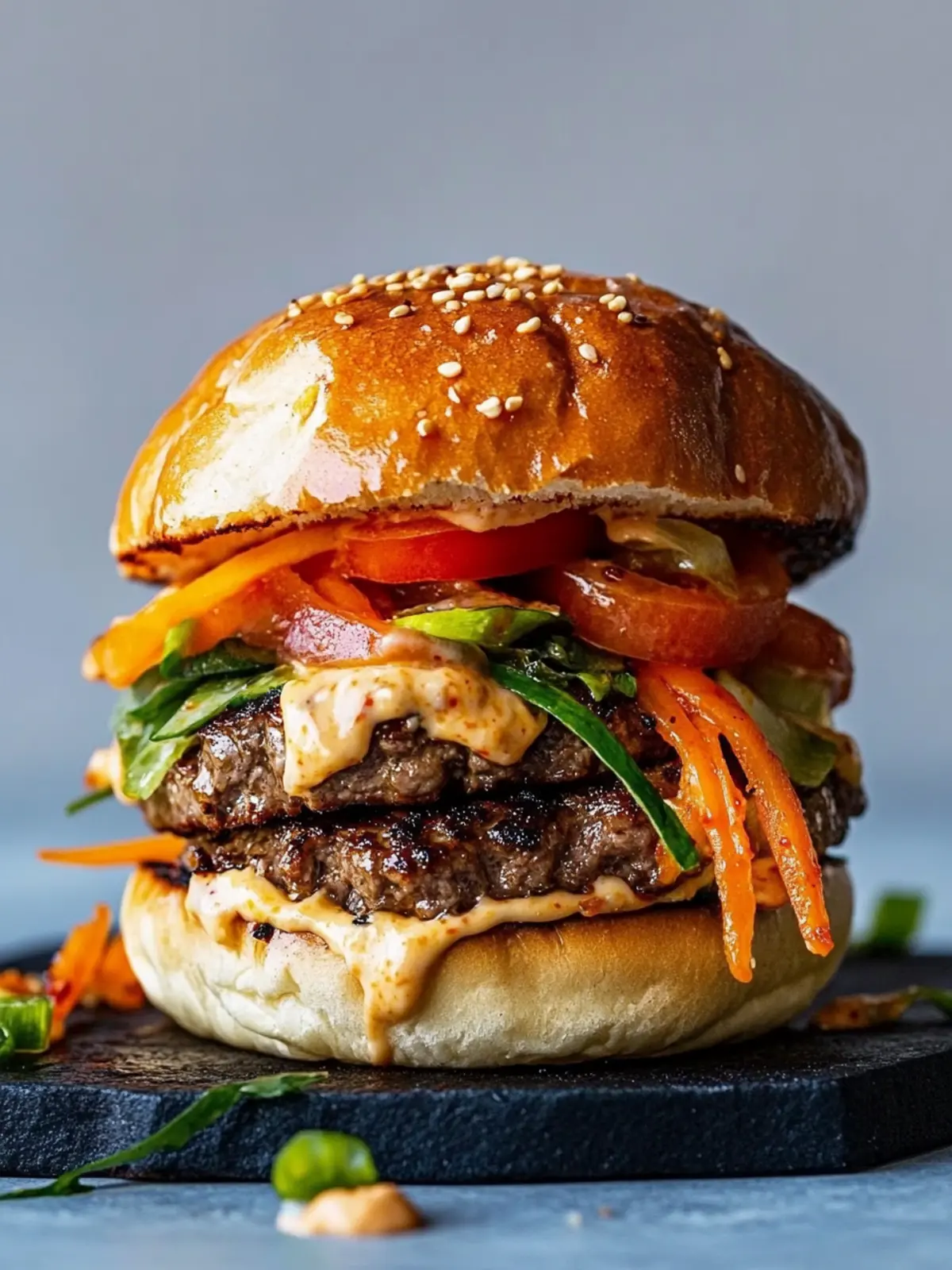 Ultimate Korean BBQ Bulgogi Beef Burgers with Gochujang Mayo 4 Korean BBQ Bulgogi Beef Burgers Recipe with Easy Gochujang Mayo