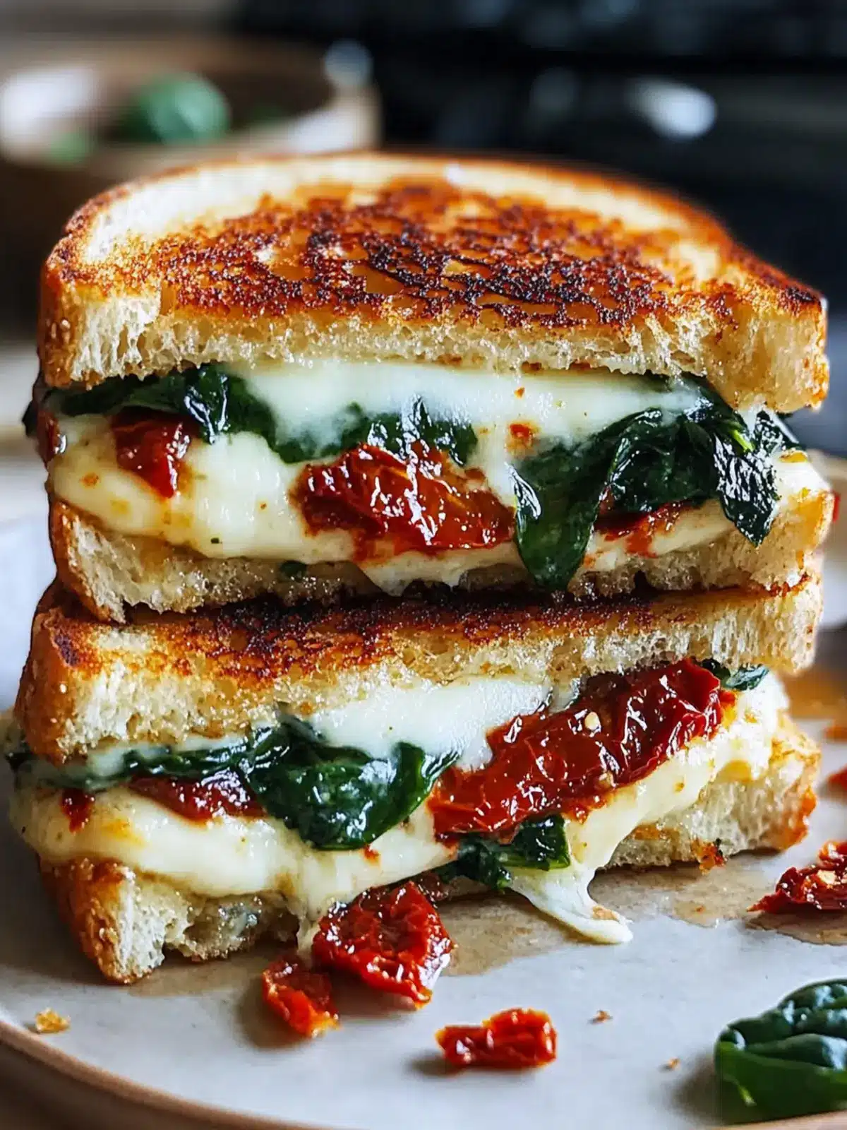 Delicious Sun-Dried Tomato, Spinach, and Ricotta Grilled Cheese Recipe 2 Sun-Dried Tomato, Spinach, and Ricotta Grilled Cheese Recipe