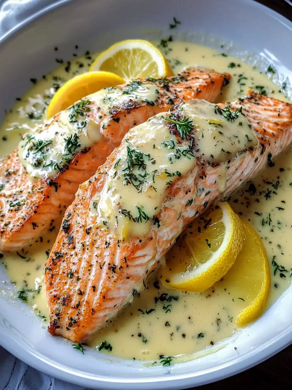 Baked Salmon with Lemon Butter Cream Sauce