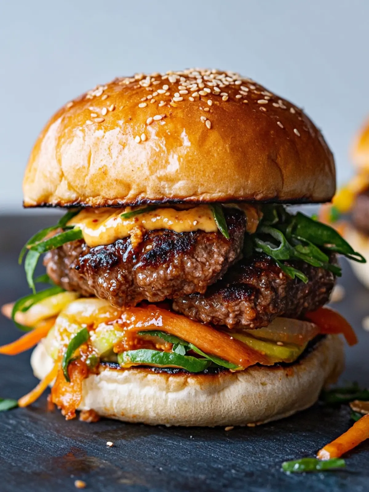 Ultimate Korean BBQ Bulgogi Beef Burgers with Gochujang Mayo 3 Korean BBQ Bulgogi Beef Burgers Recipe with Easy Gochujang Mayo