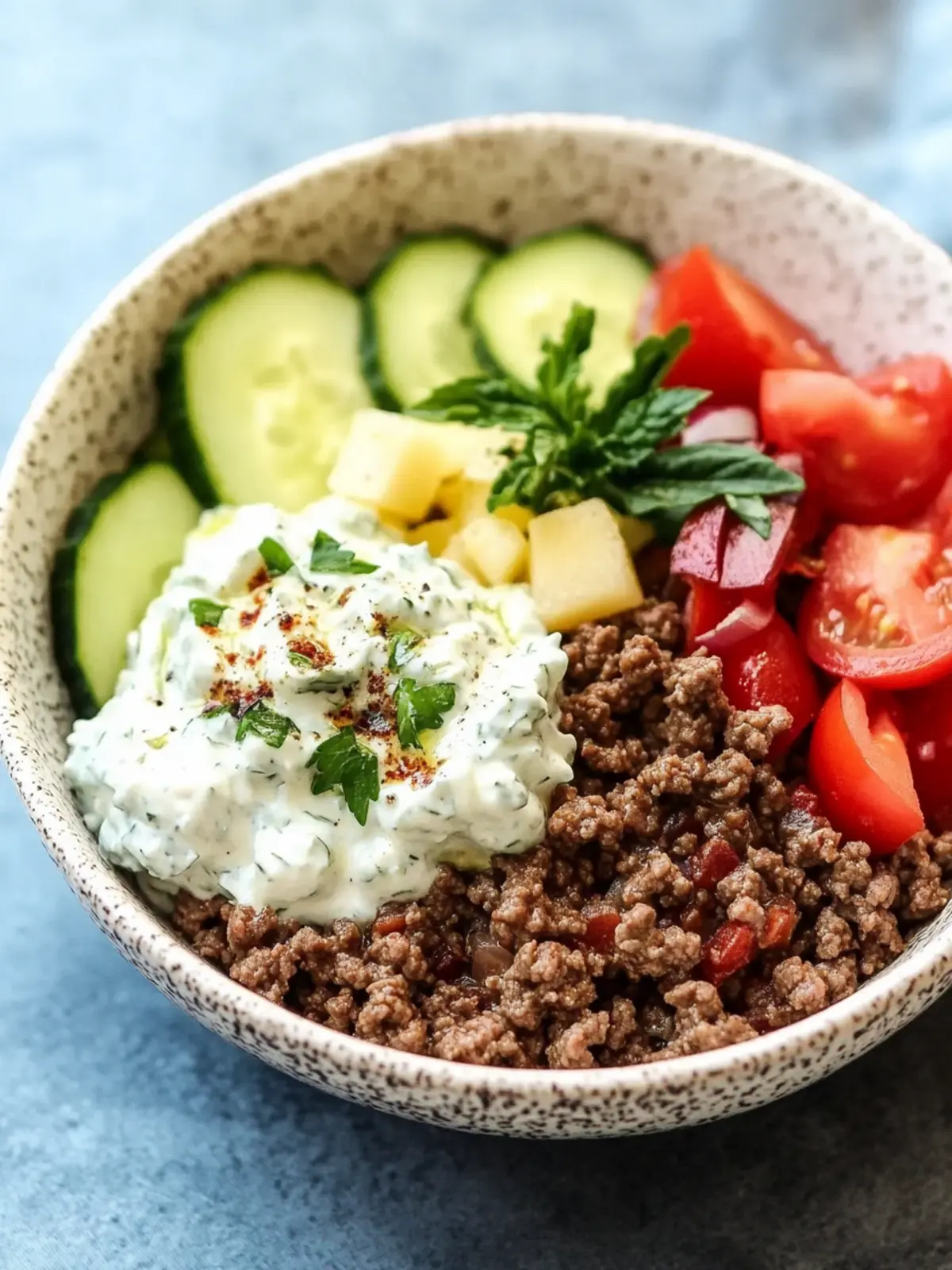 Greek Ground Beef Bowl with Tzatziki Recipe – Simple & Delicious! 5 Greek Ground Beef Bowl with Tzatziki Recipe