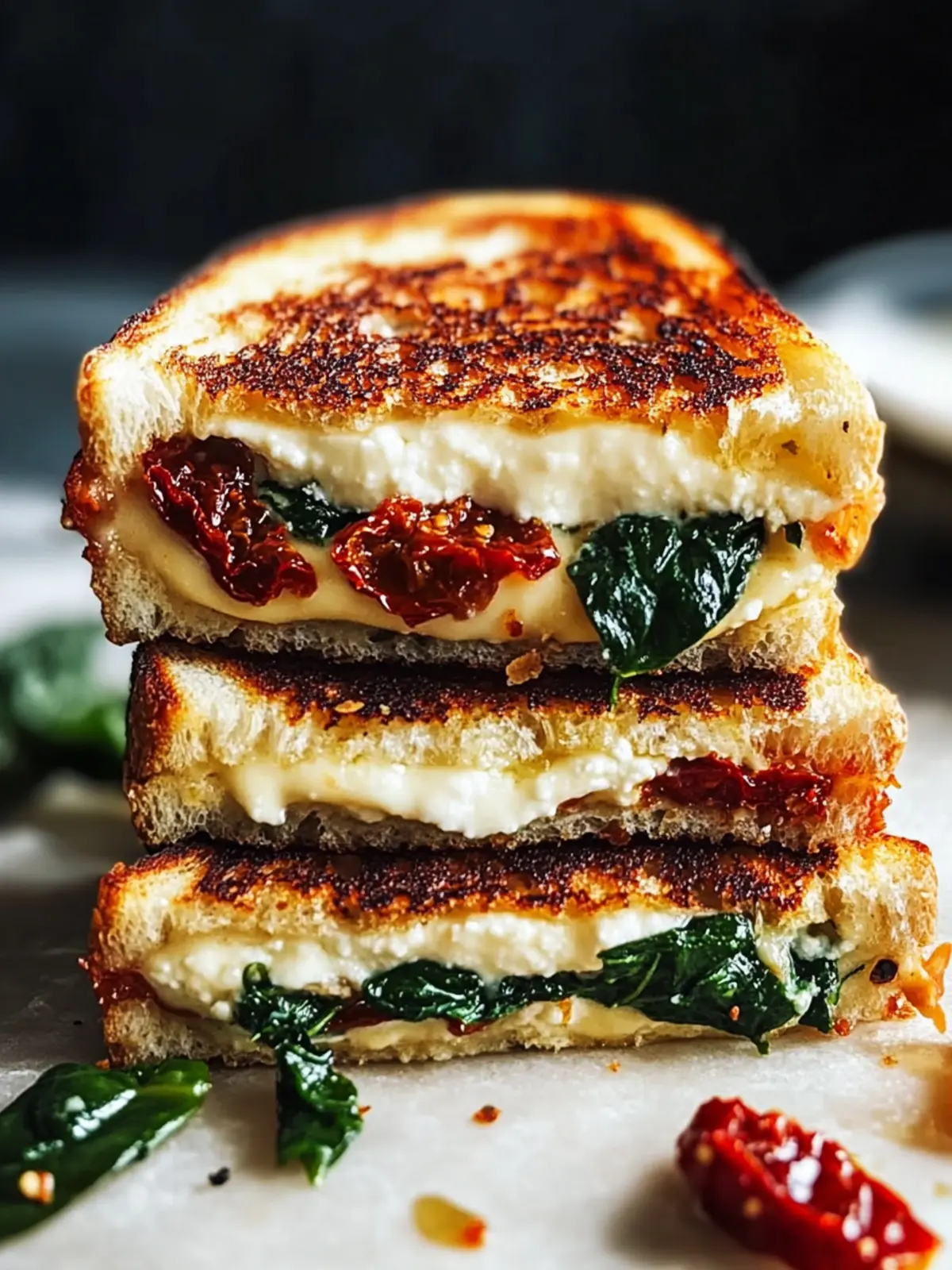 Sun-Dried Tomato, Spinach, and Ricotta Grilled Cheese Recipe