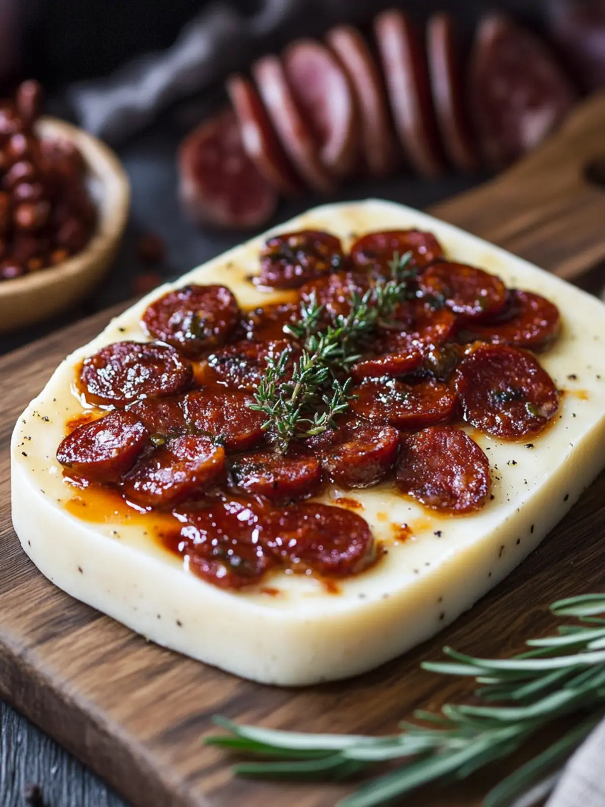 Indulge in Honey Chorizo Baked Manchego Cheese Bliss 2 Honey Chorizo Baked Manchego Cheese
