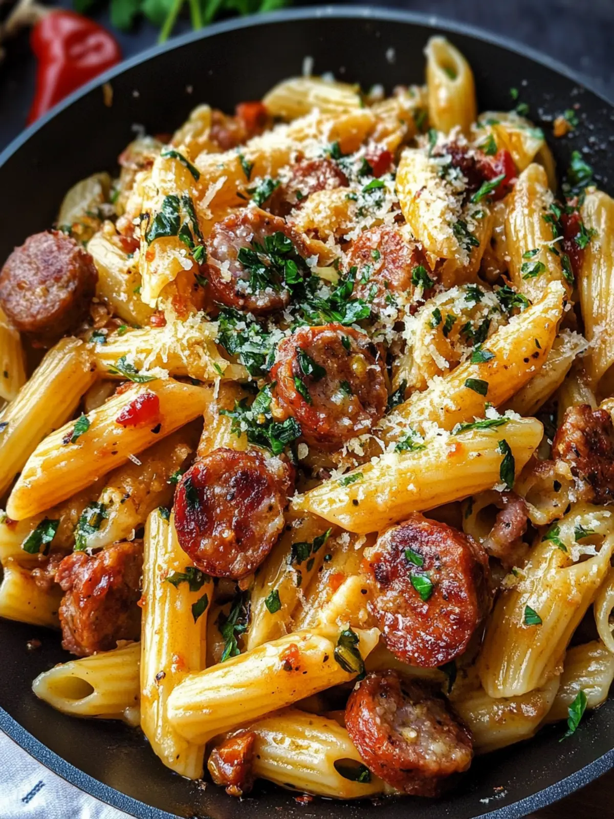 Sticky Garlic Butter Smoky Parmesan Sausage Pasta Skillet Magic 2 Sticky Garlic Butter Smoky Parmesan Sausage Pasta Skillet