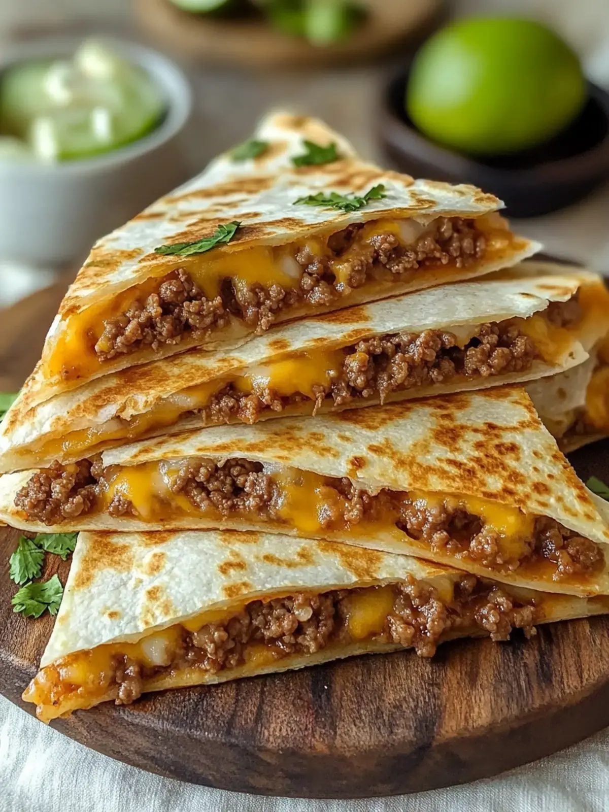 Savory Cheesy Ground Beef Quesadillas Recipe for Quick Dinner 2 Cheesy Ground Beef Quesadillas Recipe Quick 10-Minute Dinner Idea