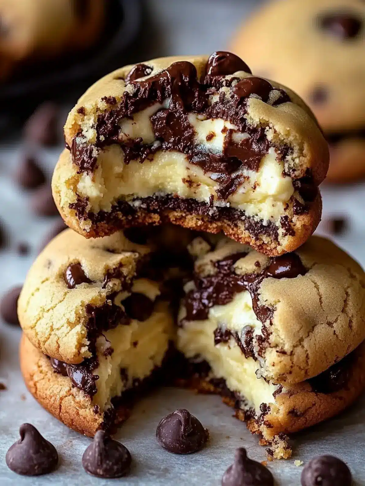 Cheesecake Stuffed Chocolate Chip Cookies – Irresistibly Decadent 3 Cheesecake Stuffed Chocolate Chip Cookies – The Ultimate Dessert!