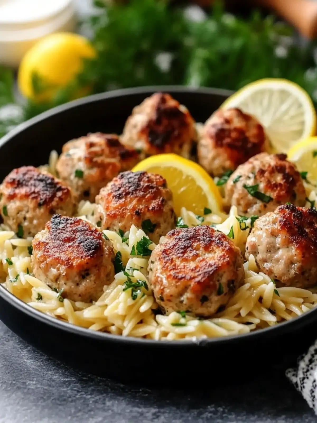 Greek Chicken Meatballs with Lemon Orzo: 7 Bold & Zesty Flavors 5 Greek Chicken Meatballs with Lemon Orzo : 7 Bright & Bold Flavors