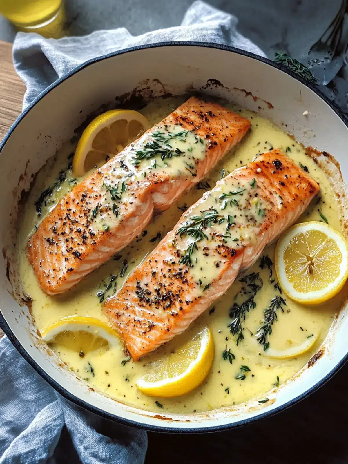 Baked Salmon with Lemon Butter Cream Sauce: Easy Gourmet Delight 2 Baked Salmon with Lemon Butter Cream Sauce