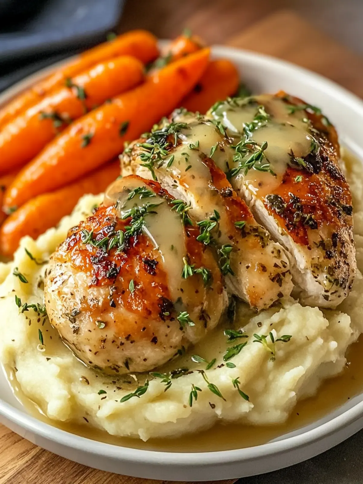 Creamy Herb Chicken with Mashed Potatoes & Glazed Carrots Delight 5 Creamy Herb Chicken with Mashed Potatoes & Glazed Carrots