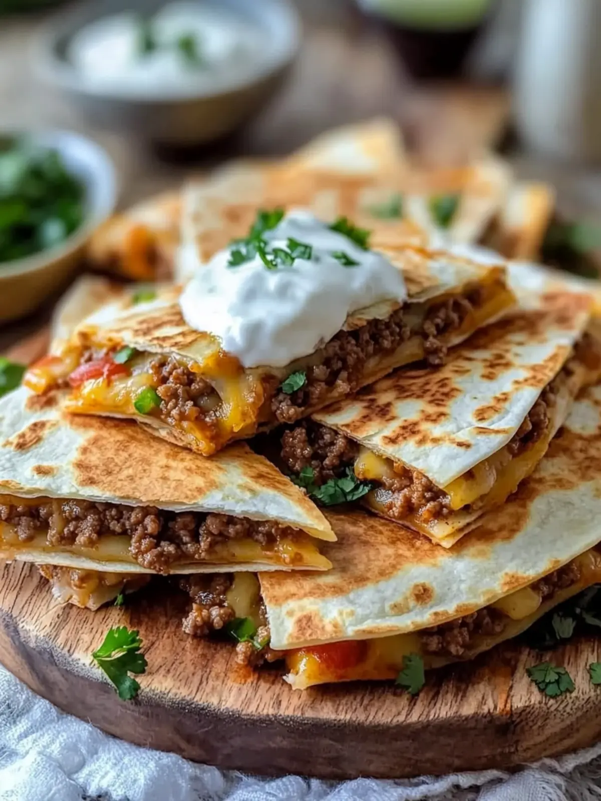 Savory Cheesy Ground Beef Quesadillas Recipe for Quick Dinner 4 Cheesy Ground Beef Quesadillas Recipe Quick 10-Minute Dinner Idea
