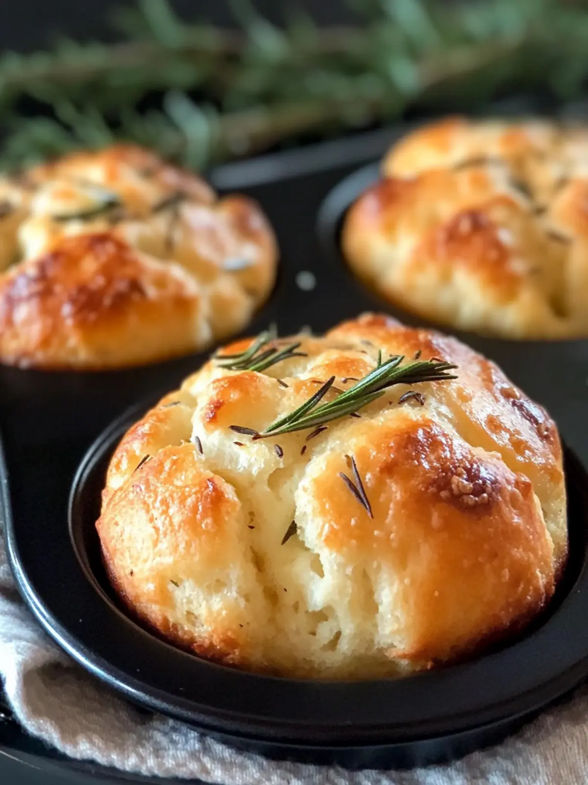 Savory Rosemary Garlic Focaccia Muffins for Easy Snacking 2 Rosemary Garlic Focaccia Muffins