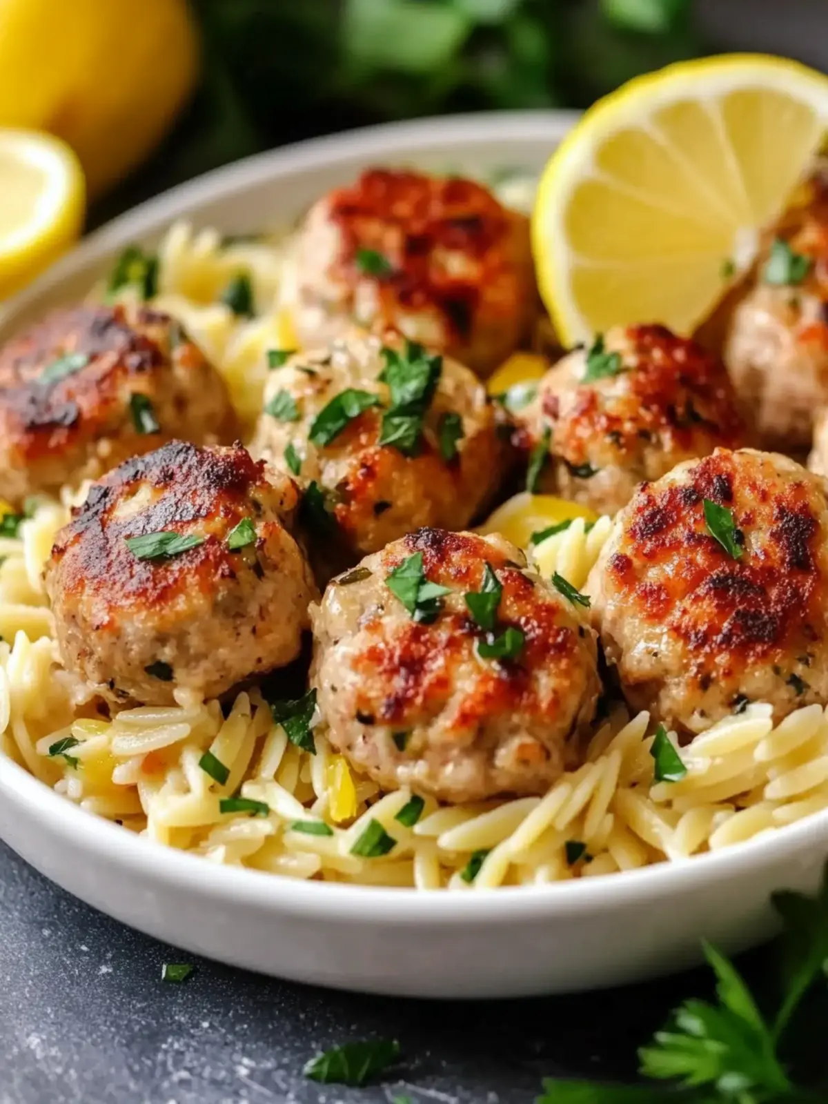 Greek Chicken Meatballs with Lemon Orzo: 7 Bold & Zesty Flavors 4 Greek Chicken Meatballs with Lemon Orzo : 7 Bright & Bold Flavors