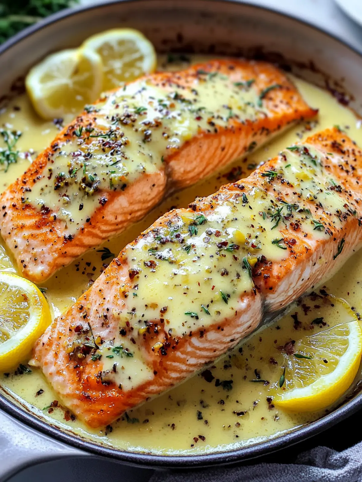 Baked Salmon with Lemon Butter Cream Sauce: Easy Gourmet Delight 4 Baked Salmon with Lemon Butter Cream Sauce